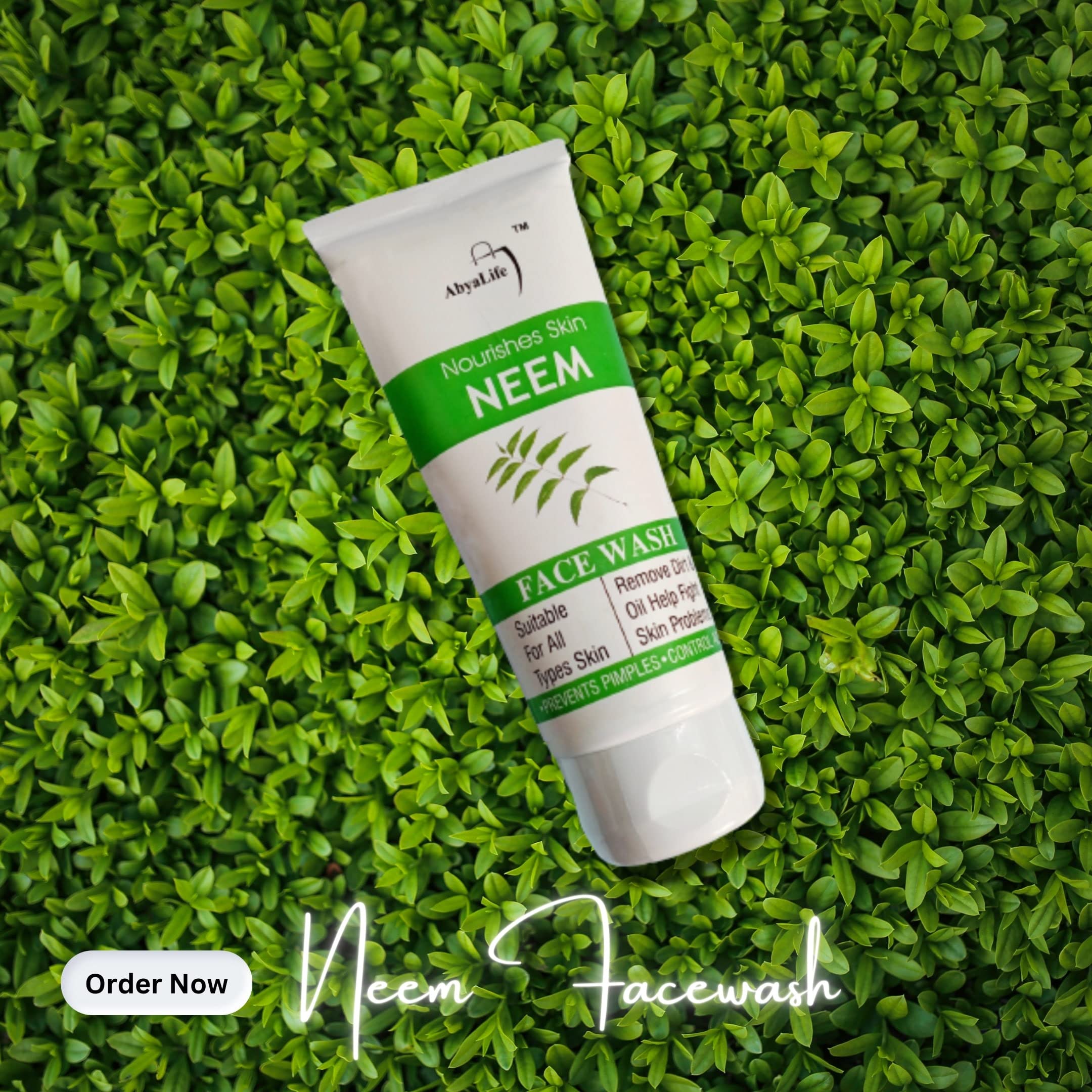 AbyaLife Neem Face Wash for Men & Women - 100ml Natural Acne & Pimple Control Cleanser | Gentle Daily Skincare for Oily & Problem Skin