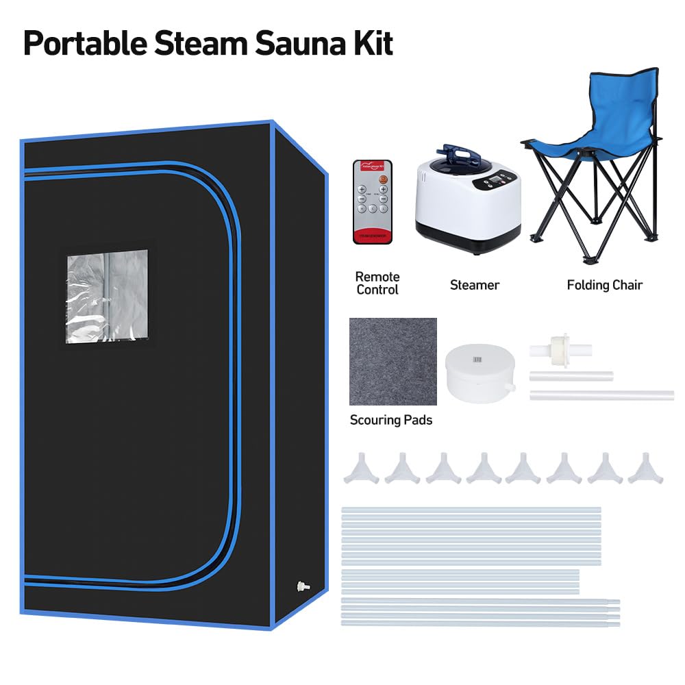 Panana Portable Steam Sauna Tent - Full Body Home Spa with 1000W 3L Steamer, Remote Control & Folding Chair - 9 Heat Levels for Detox & Relaxation - Perfect for Home Wellness & Post-Workout Recovery