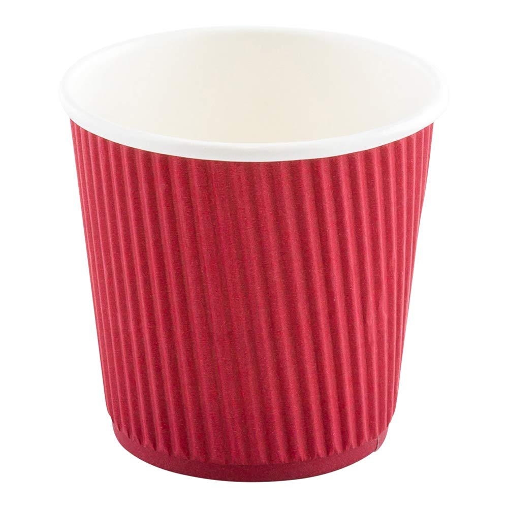 Restaurantware - 500 Pack 4oz Ripple Insulated Coffee Cups | Double Wall Corrugated Design | Leakproof & Non-Slip Crimson Paper Cups | Recyclable & Eco-Friendly | Perfect for Coffee Shops, Offices & Catering Events (Lids Sold Separately)