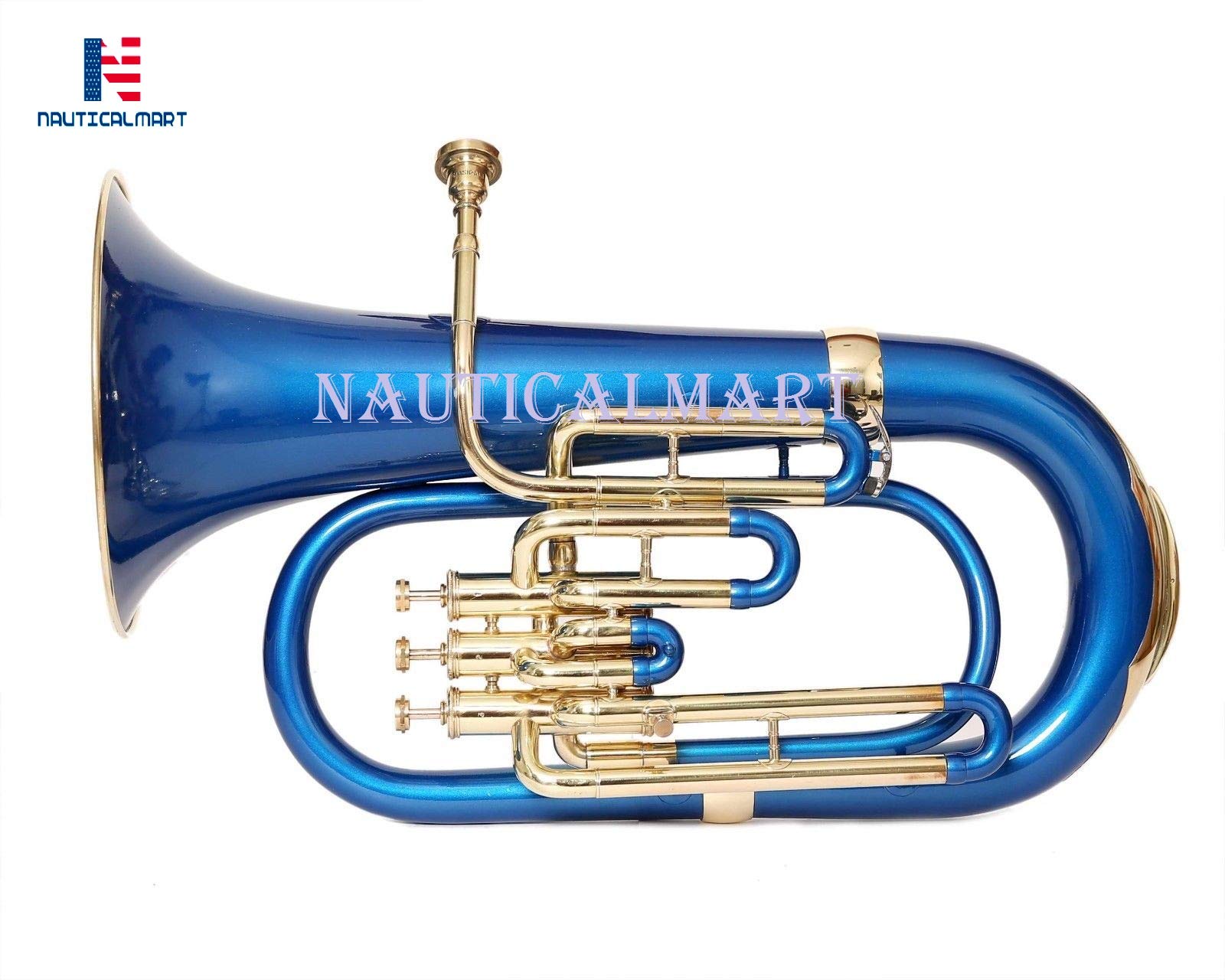 Professional Brass Bb Euphonium 3 Valve - Blue Lacquer Finish Musical Instrument for Beginners & Students | Perfect for Marching Bands, School Performances & Gift Giving