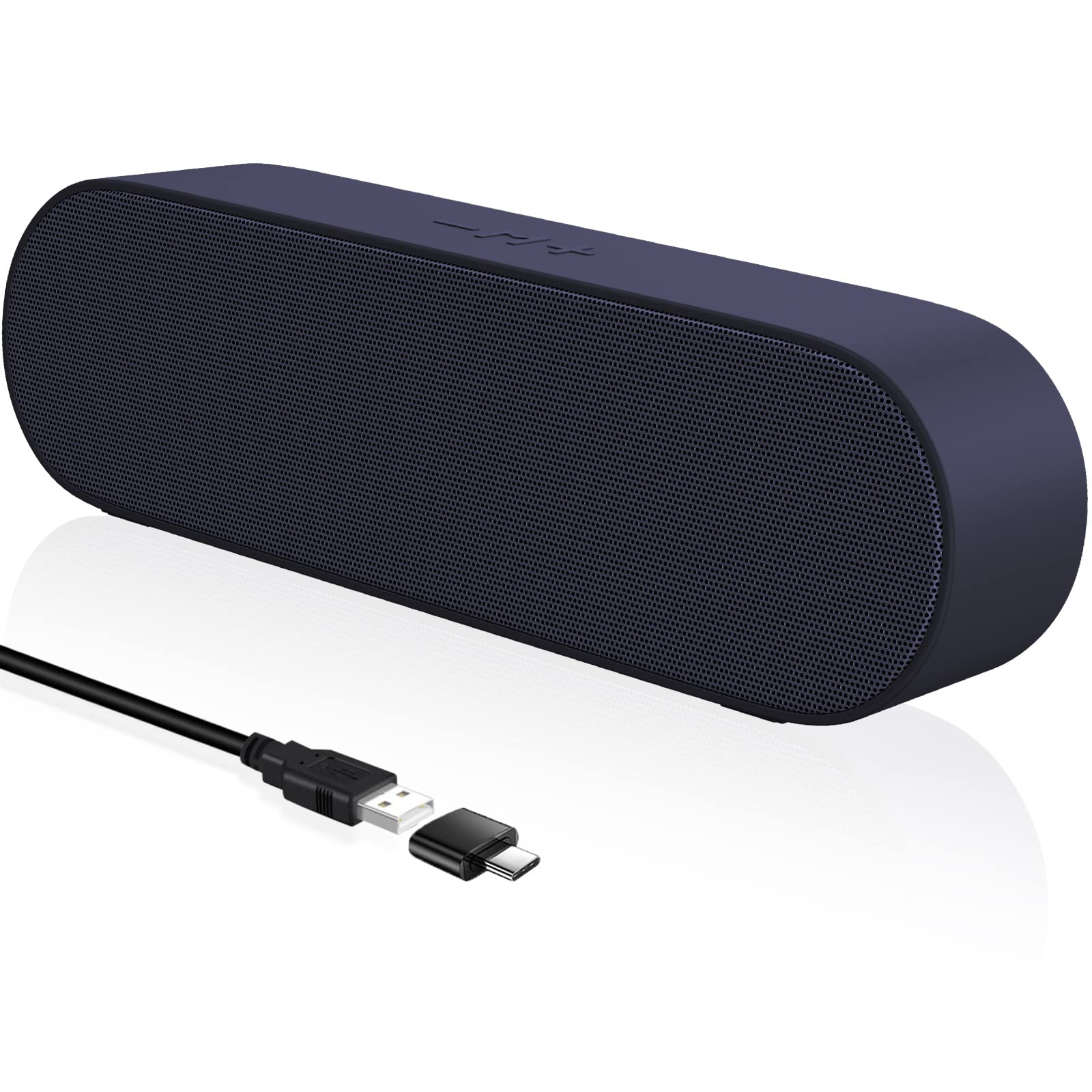 USB Computer Speakers for PC & Laptop - Crystal Clear Sound with Volume Control & Mute Button - Compact Desktop Speakers with Loud Audio (Includes USB-C Adapter) - Perfect for Home Office, Gaming & Music (Blue)