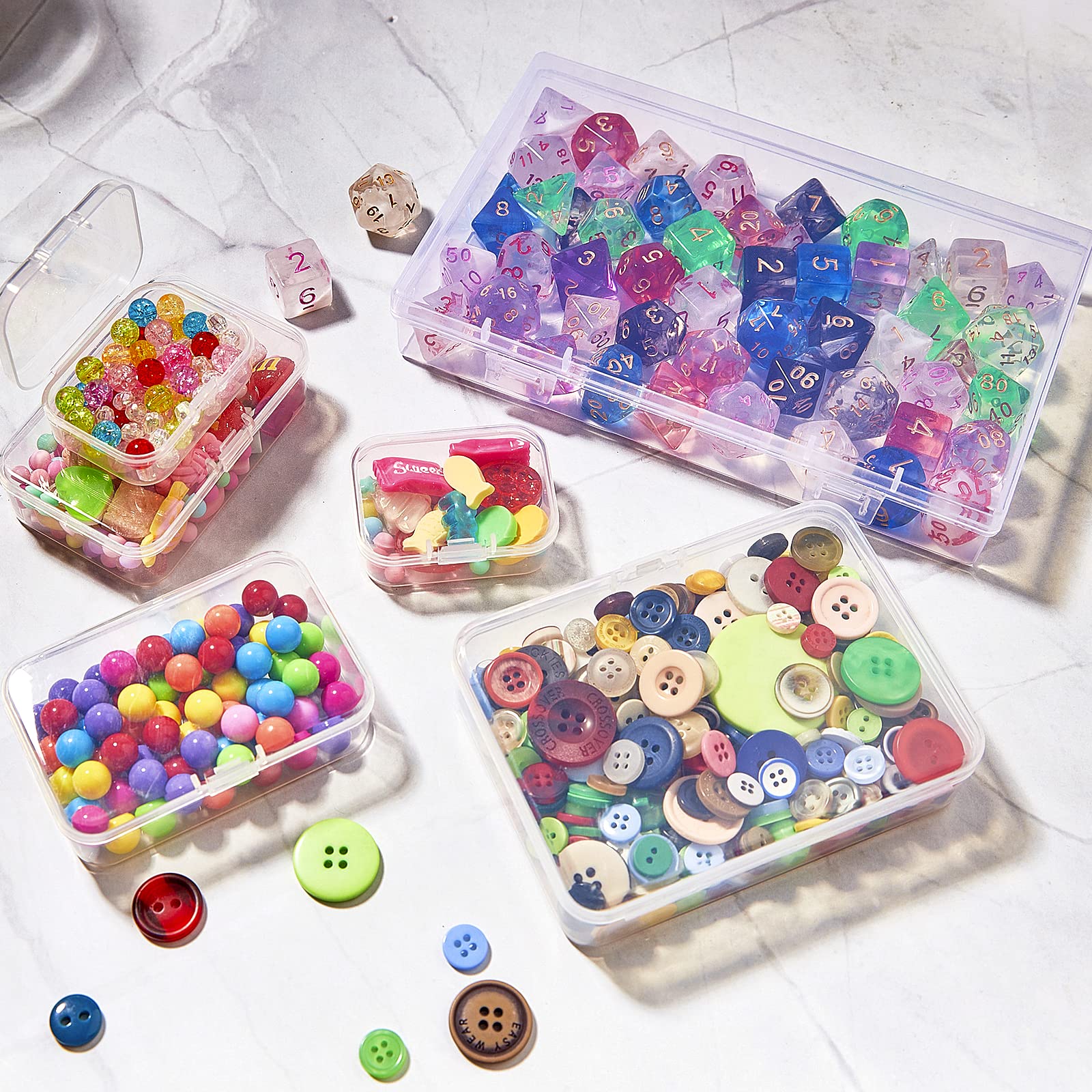 24 Pack Clear Plastic Storage Boxes with Hinged Lids - Small Rectangular Containers for Beads, Jewelry & Craft Organizers - Perfect for DIY Projects, Art Supplies & Small Item Storage