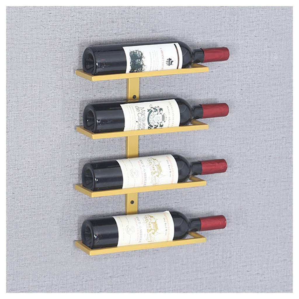 Vintage Wall Mounted Metal Wine Rack - 6 Bottle Display Holder for Kitchen, Bar & Cabinet Decor - Gold Finish for Commercial Cellars & Clubs (Perfect for Home Entertaining & Restaurant Wine Storage)