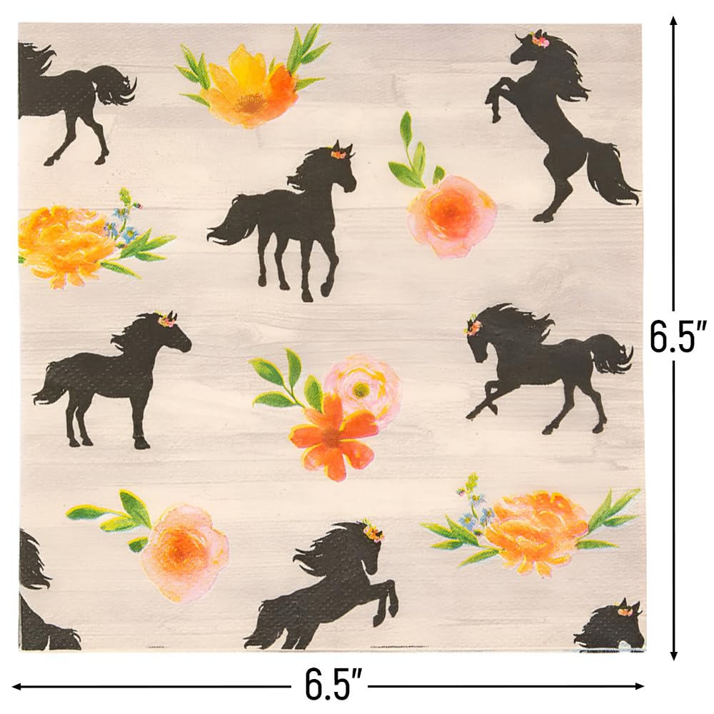 HORSE PARTY LUNCH NAPKINS - 16 Pack Disposable Horse Themed Napkins for Birthday Party, Baby Shower & Western Theme Decorations - Perfect for Cowboy Party Supplies and Farm Animal Celebrations