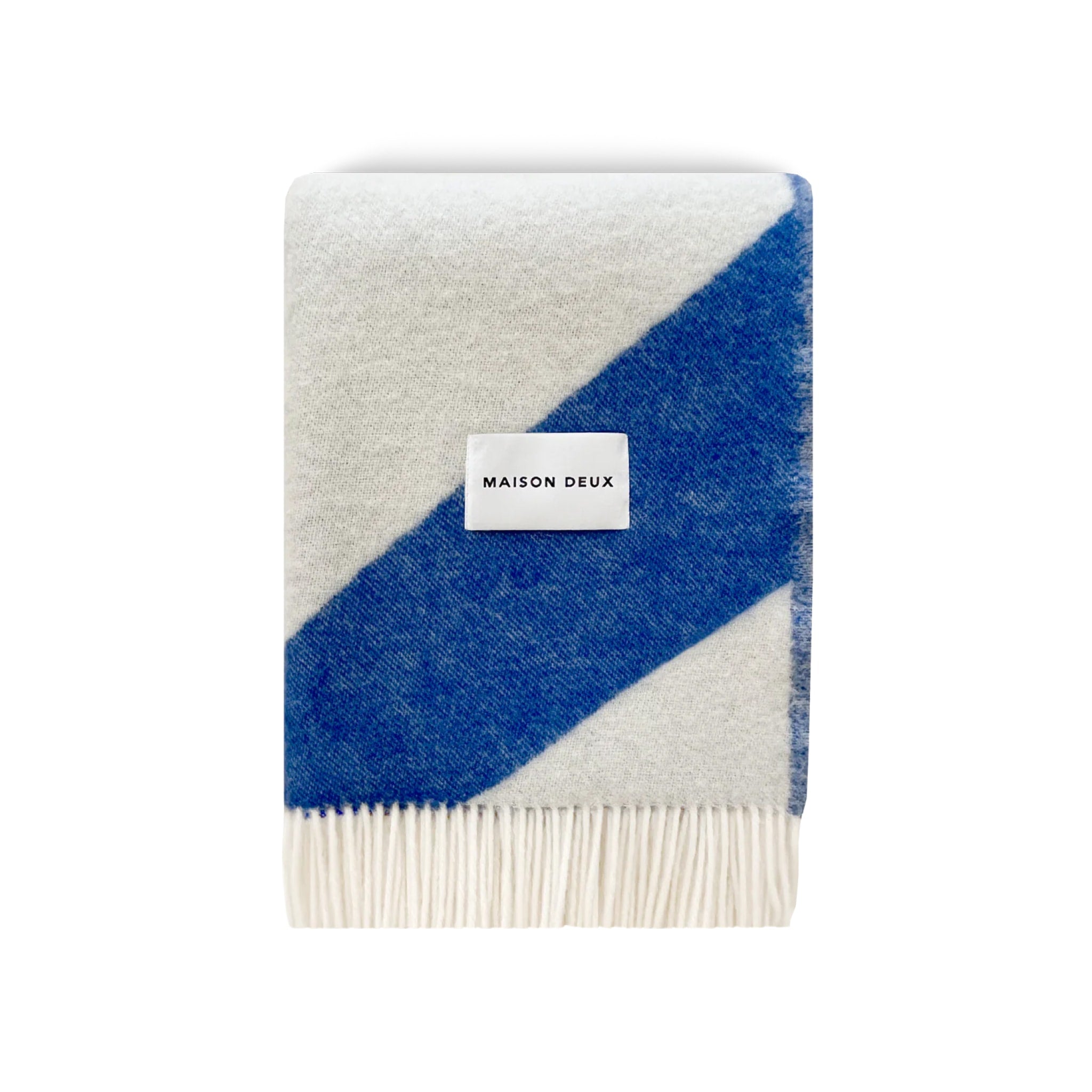 MAISON DEUX Swirl Throw Blanket - Soft & Cozy Kobalt Blue/White Knit Blanket for Couch, Bed, Sofa - Perfect for Home Decor, Living Room, Gift Giving