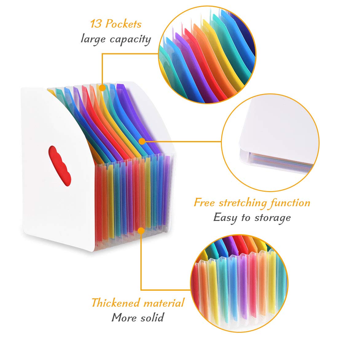 Lemical 2 Pack Desktop Expanding File Holder - 13 Pockets Rainbow File Organizer for Letter Size Documents | Self-Standing Accordion Folder | Perfect for Home Office, School & Desk Organization | Store Magazines, Papers & Office Supplies