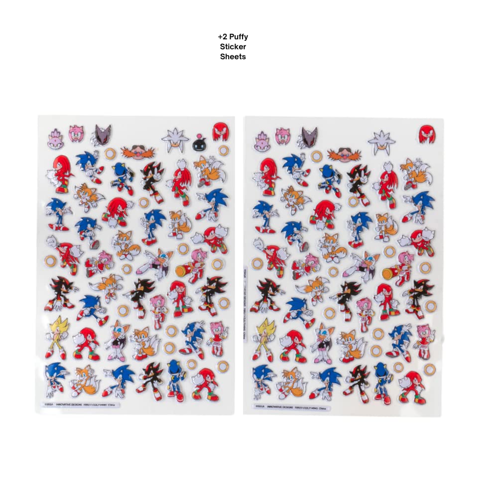 Sonic The Hedgehog Stickers for Kids - 14 Sheet Sticker Book Set with 1200+ Puffy Stickers - Perfect for Scrapbooking, School Projects & Laptop Decoration