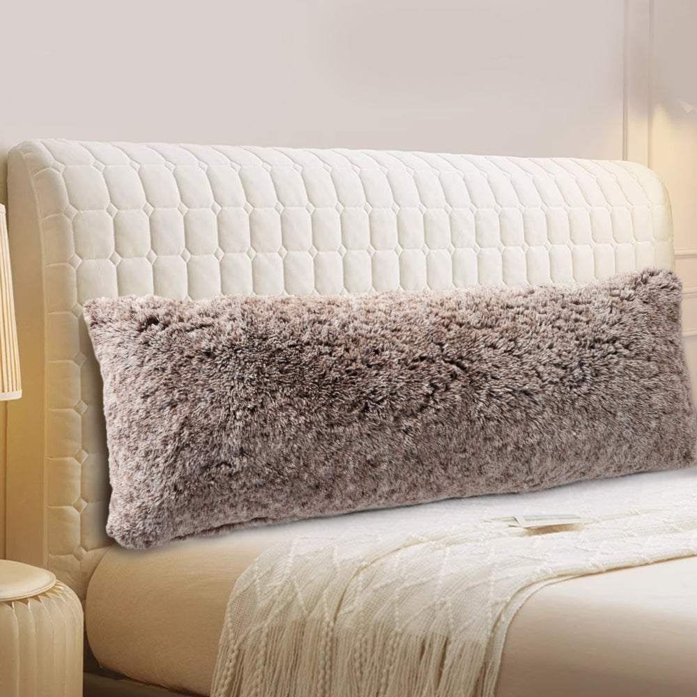 MAXYOYO Ultra Luxury Faux Fur Body Pillow with Memory Foam - 20x54 Inch Coffee Brown - Soft Hugging Pillow for Adults, Washable Cover - Perfect for Sleeping, Lounging & Pregnancy Support