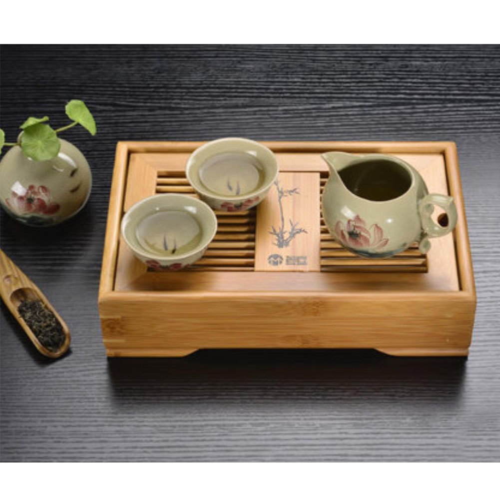 Premium Solid Wood Tea Tray Set - Authentic Chinese Kung Fu Tea Ceremony Collection - Handcrafted Tea Serving Tray with Drainage - Perfect for Home Tea Parties, Zen Meditation & Asian Decor