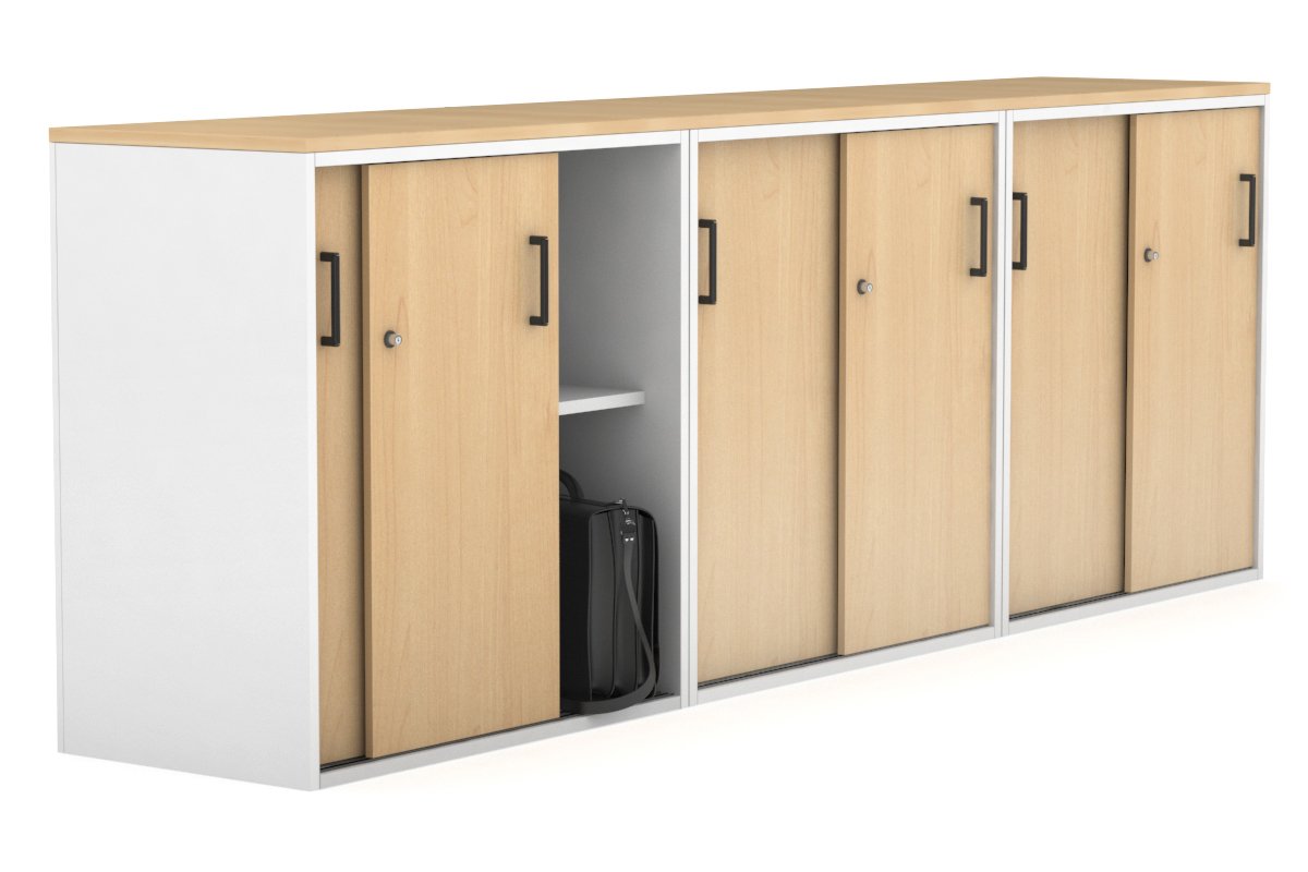 Modern 2400W x 900H x 450D Sliding Door Credenza for Office & Home - Medium Uniform Storage Cabinet with Smooth Gliding Doors - Perfect for Living Room, Bedroom or Entryway Organization