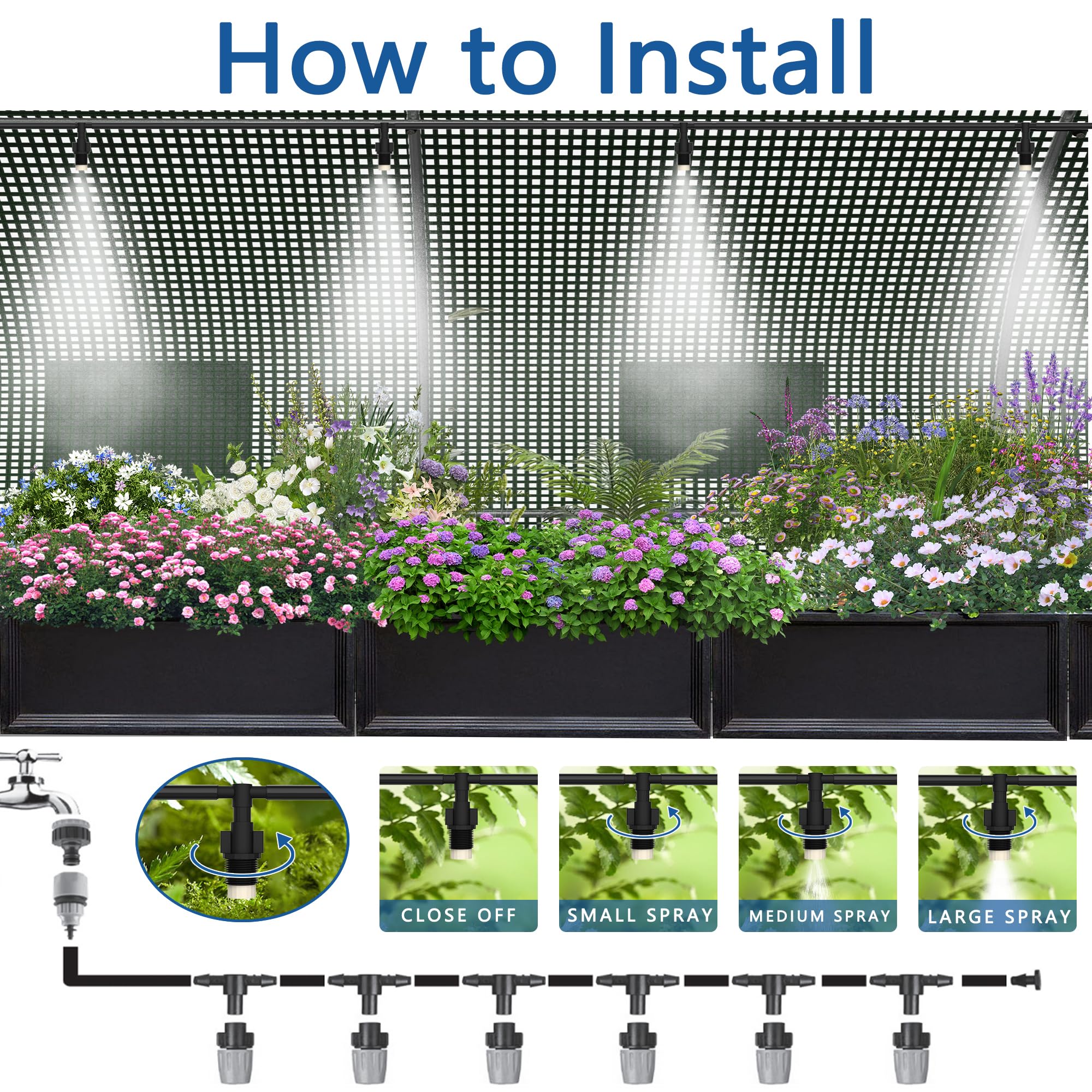 13x8x6.5FT Walk-in Greenhouse for Outdoor Gardening - Large High Tunnel PE Cover Greenhouse with Portable Irrigation System - Perfect for Growing Vegetables, Flowers & Herbs in Backyard or Patio
