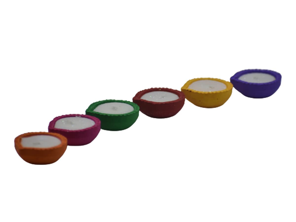 Handmade Terracotta Clay Tealight Holder Diyas - Set of 6 for Home Decor, Outdoor Lighting & Gifts | Rustic Indian Candle Holders for Weddings, Diwali & Festive Decorations