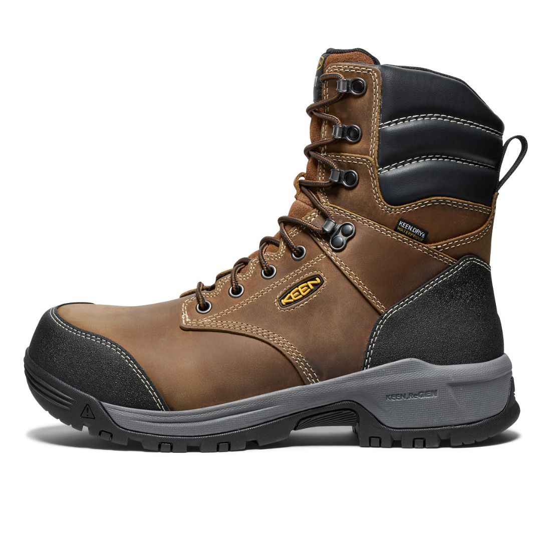 **Keen Evanston Men's Waterproof Composite Toe Work Boots - Size 8, Brown (Model 1029670) - Durable Safety Shoes for Construction, Hiking & Outdoor Work**