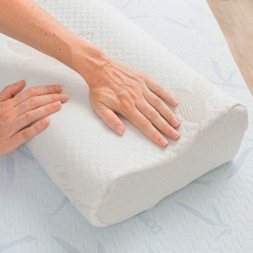 Cooling Memory Foam Neck Pillow for Side Sleepers - Ergonomic Contour Pillow for Neck & Shoulder Pain Relief, Spine Alignment - Hypoallergenic Cotton Cover (Perfect for Travel, Office & Home Use)
