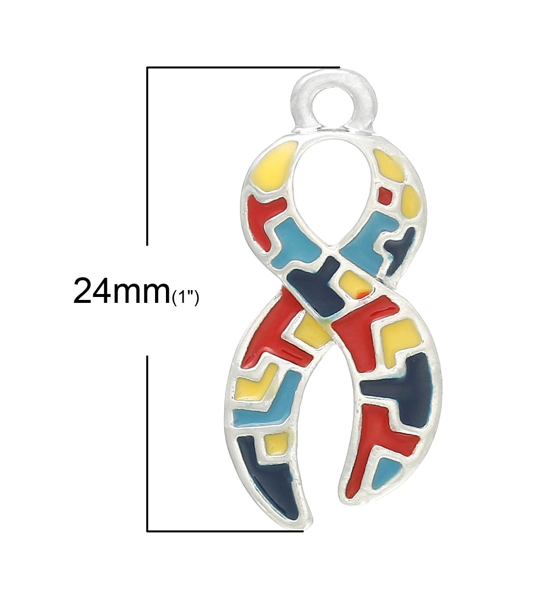 Autism Awareness Puzzle Piece Ribbon Charms - Bulk Pack of 12 Pieces for Jewelry Making, Keychains & Gifts - Support Aspergers & Neurodiversity Causes - Perfect for Fundraisers, Awareness Events & DIY Crafts
