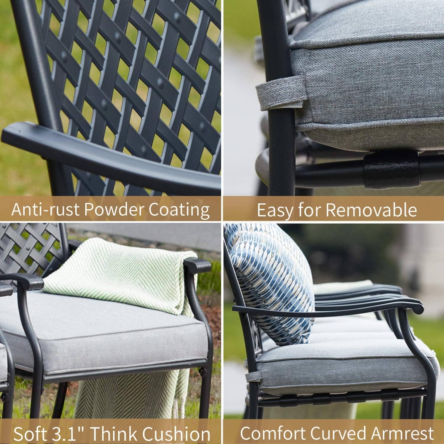 PatioFestival 5-Piece Heavy-Duty Round Outdoor Dining Set with 4 Stackable Chairs - Perfect for Backyard, Garden, Patio & Indoor Dining | Weather-Resistant Outdoor Furniture