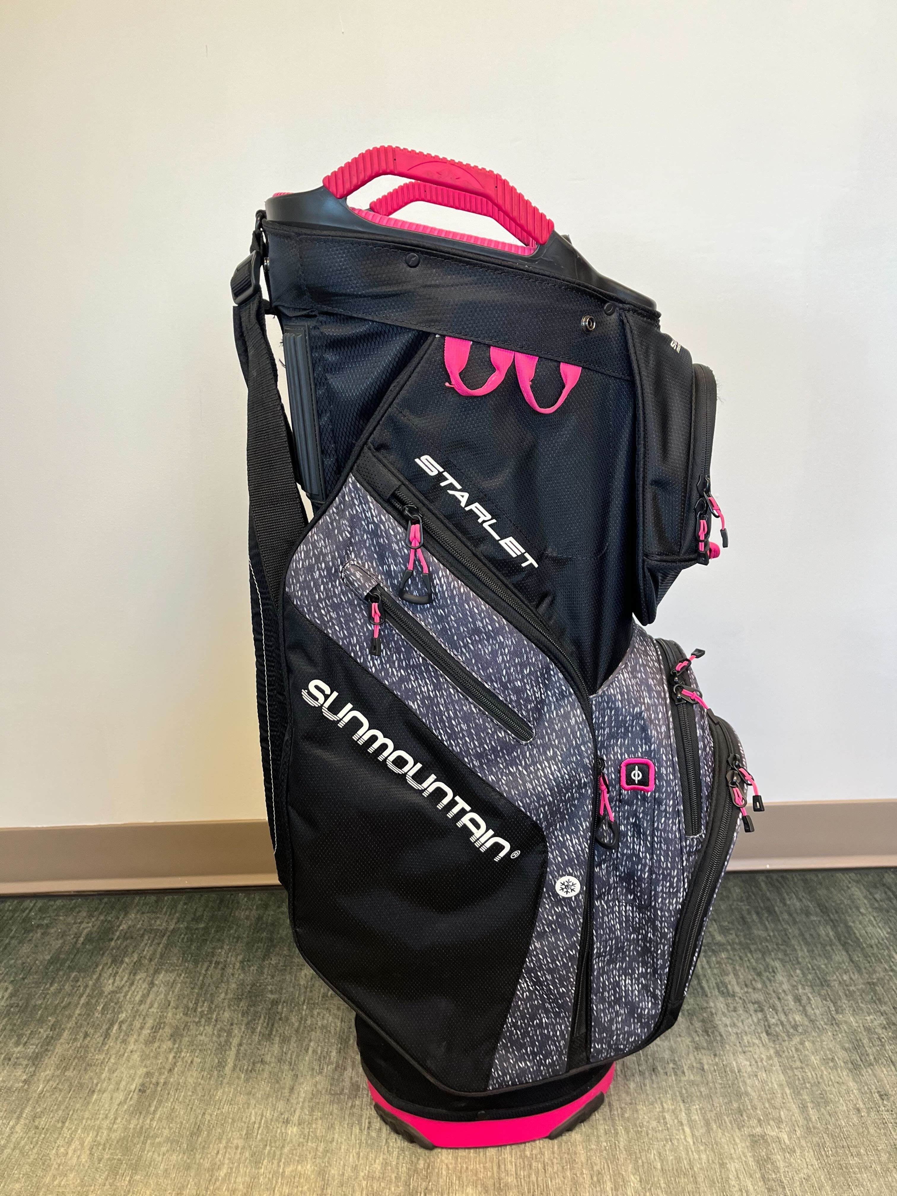 Sun Mountain Starlet Women's Golf Cart Bag - Lightweight Black/Pink Golf Bag with Adjustable Strap & Waterproof Rain Cover - Perfect for Golf Course & Driving Range Practice