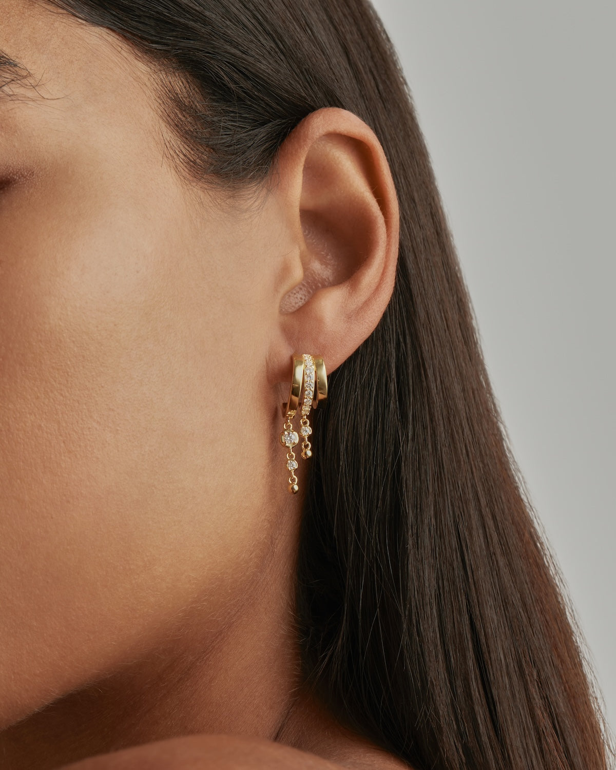 18K Gold Plated Ocean Mist Illusion Hoop Earrings for Women - Elegant Dangle Hoops for Party, Wedding & Everyday Wear