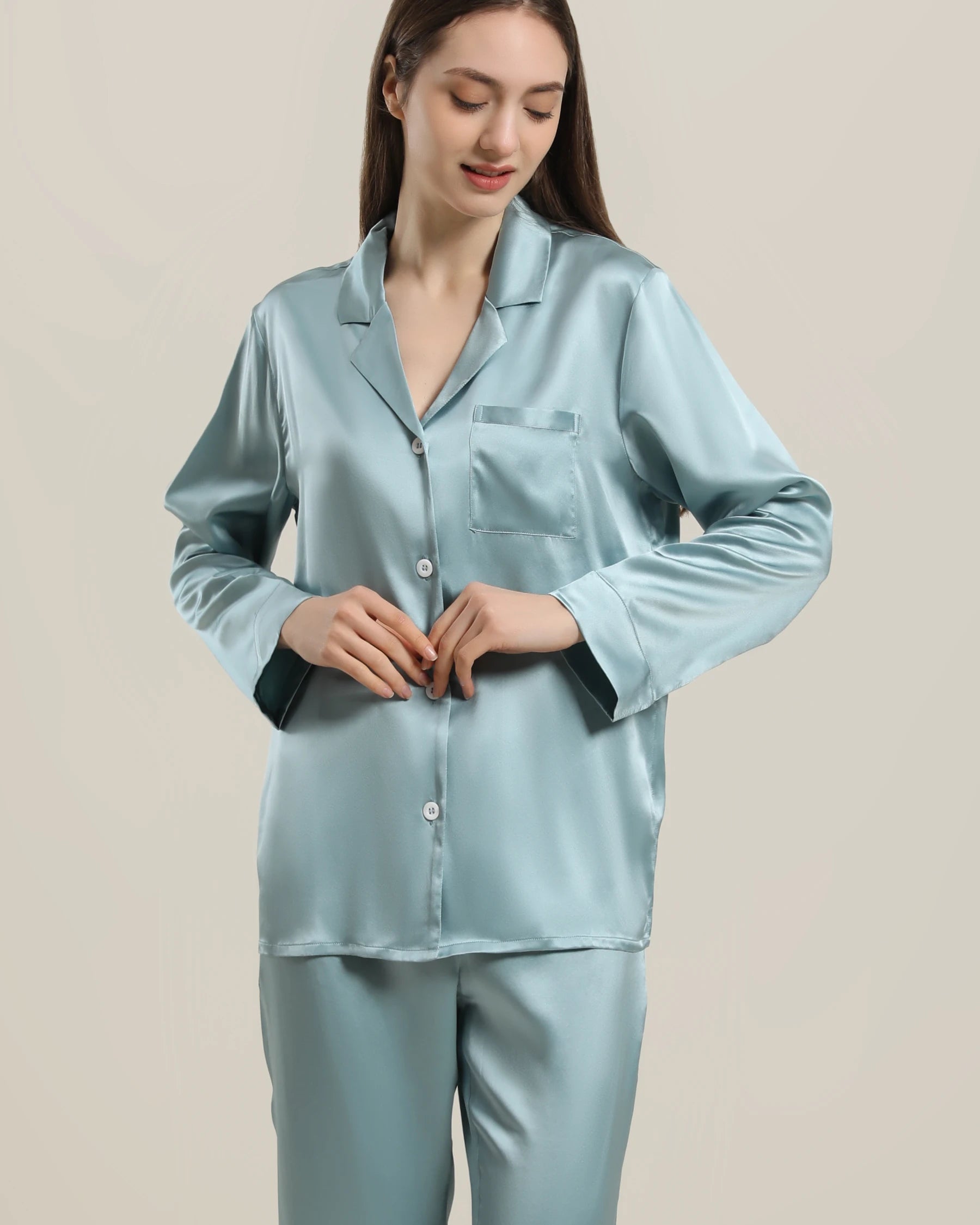 Luxury Women's Silk Pajama Set - Soft 100% Mulberry Silk Two-Piece Sleepwear for Women, Perfect for Relaxing at Home, Spa Days & Romantic Getaways