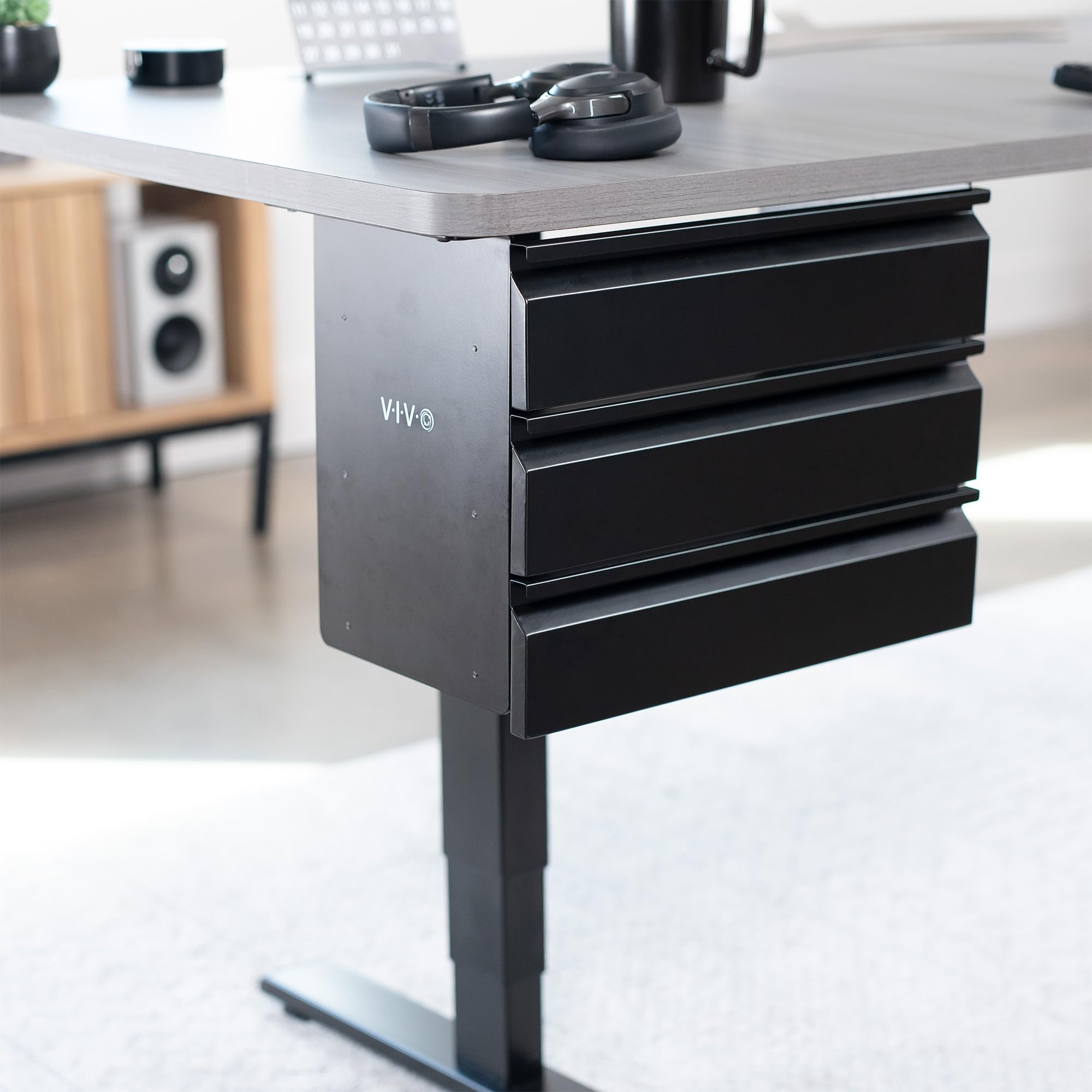 VIVO 16 Inch Under Desk Mounted Sliding Pull-Out 3 Tier Drawer Organizer - Black DESK-DR03 | Space Saving Vertical Storage for Office & Standing Desk | Perfect for Files, Stationery & Office Supplies Organization