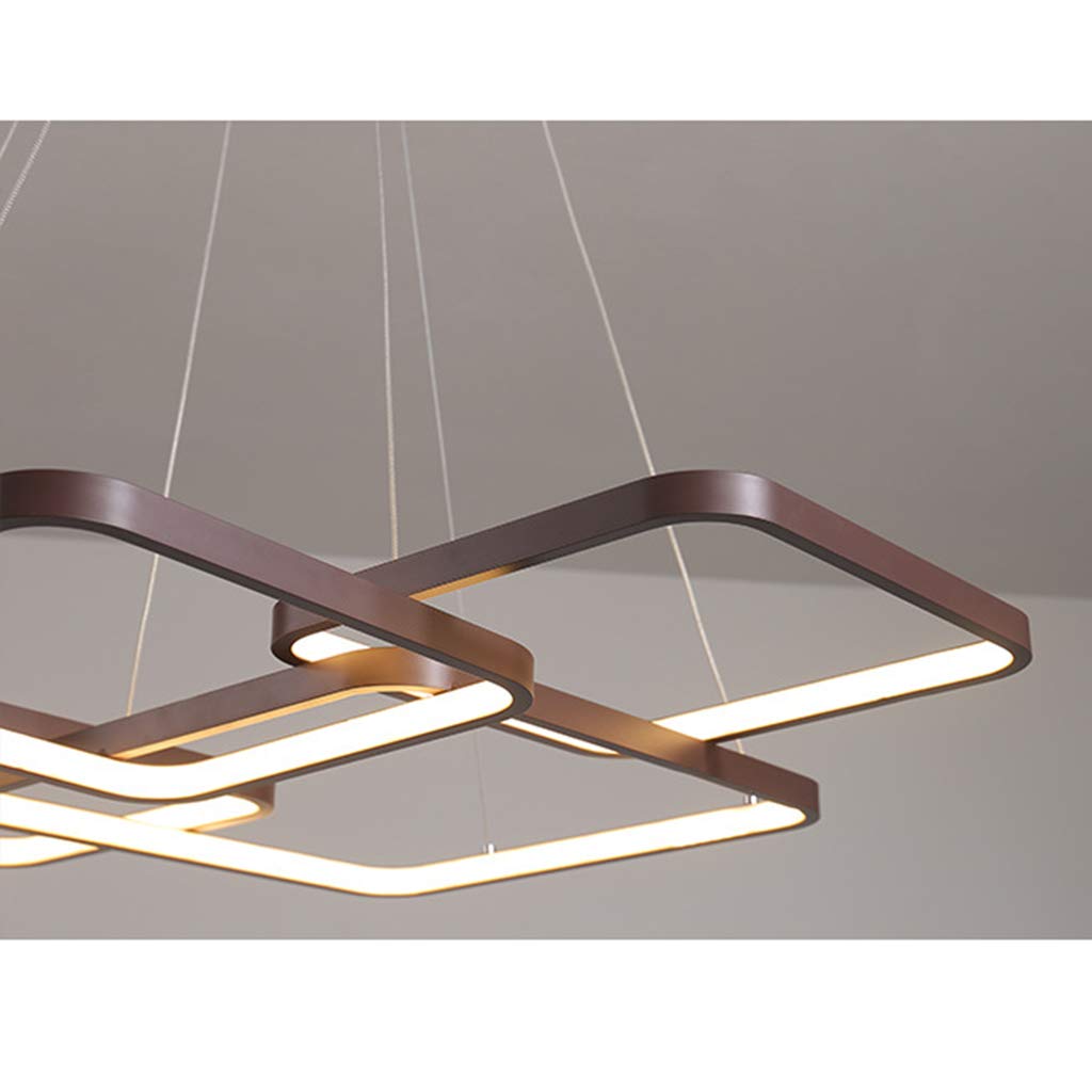 Modern Geometric LED Chandelier Ceiling Light - Round & Square Design with Remote Control & Stepless Dimming - Perfect for Bedroom, Living Room, Dining Room & Home Decor