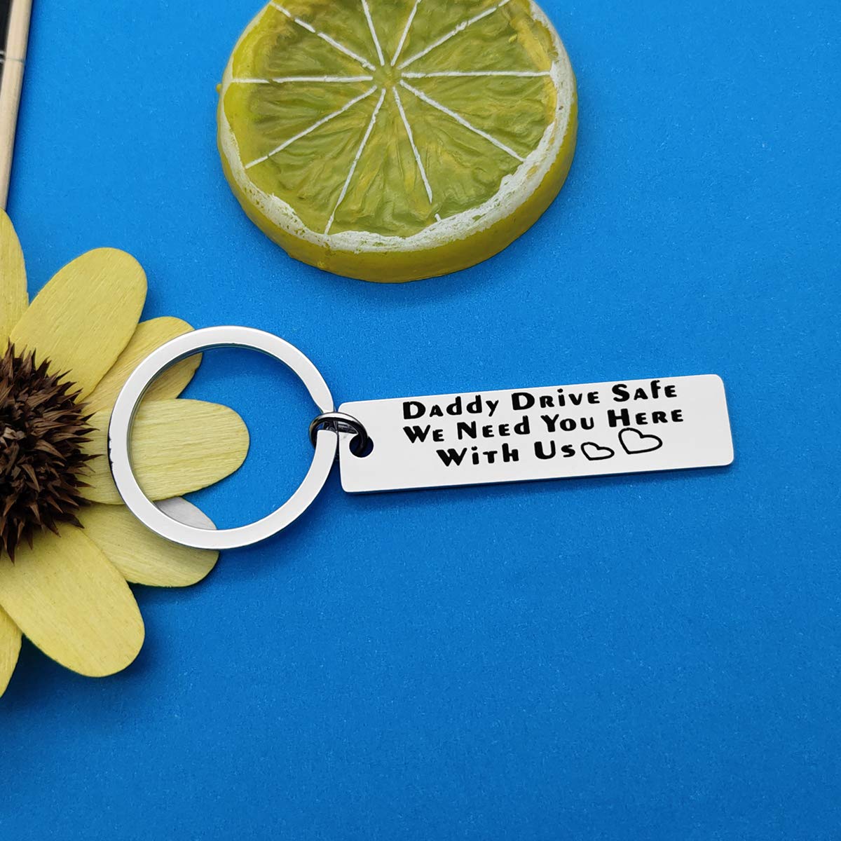 Drive Safe Keychain for Dad - Thoughtful Father's Day, Birthday & Christmas Gift for Trucker Dads - Engraved 'We Need You Here with Us' Message - Perfect for Daily Commute & Long-Distance Drivers