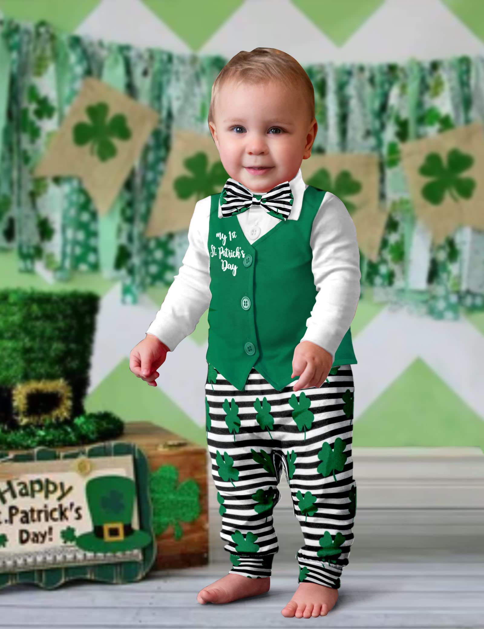 St. Patrick's Day Baby Boy Outfit - Cute Green Gentleman Onesies for Infant Boys | Perfect for Holiday Photos, Parties & Family Celebrations