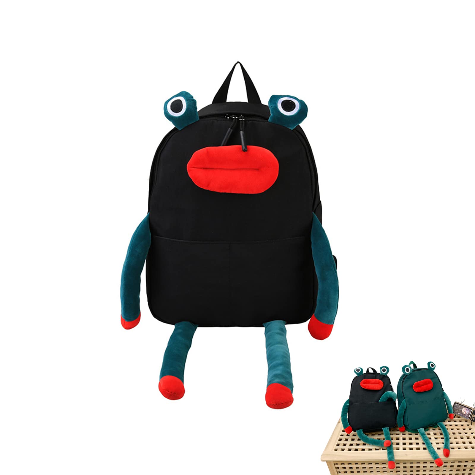 3D Funny Cartoon Frog Backpack for School - Cute Oxford Satchel with Frog Design, Waterproof & Lightweight (Black) - Perfect for Kids, Teens, College Students & Daily Commute