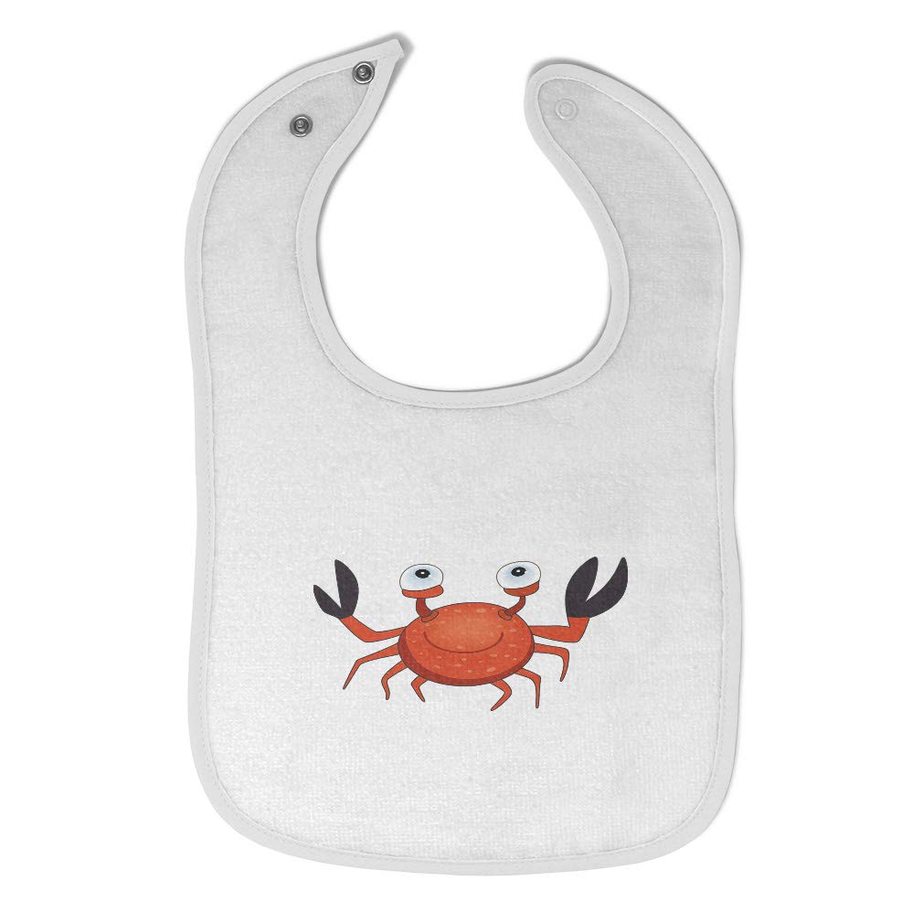 Custom Crab Smiling Cotton Baby Bibs & Burp Cloths Set - Soft Absorbent for Newborns, Infants, Boys & Girls - White Design - Perfect for Feeding, Drooling & Messy Playtime