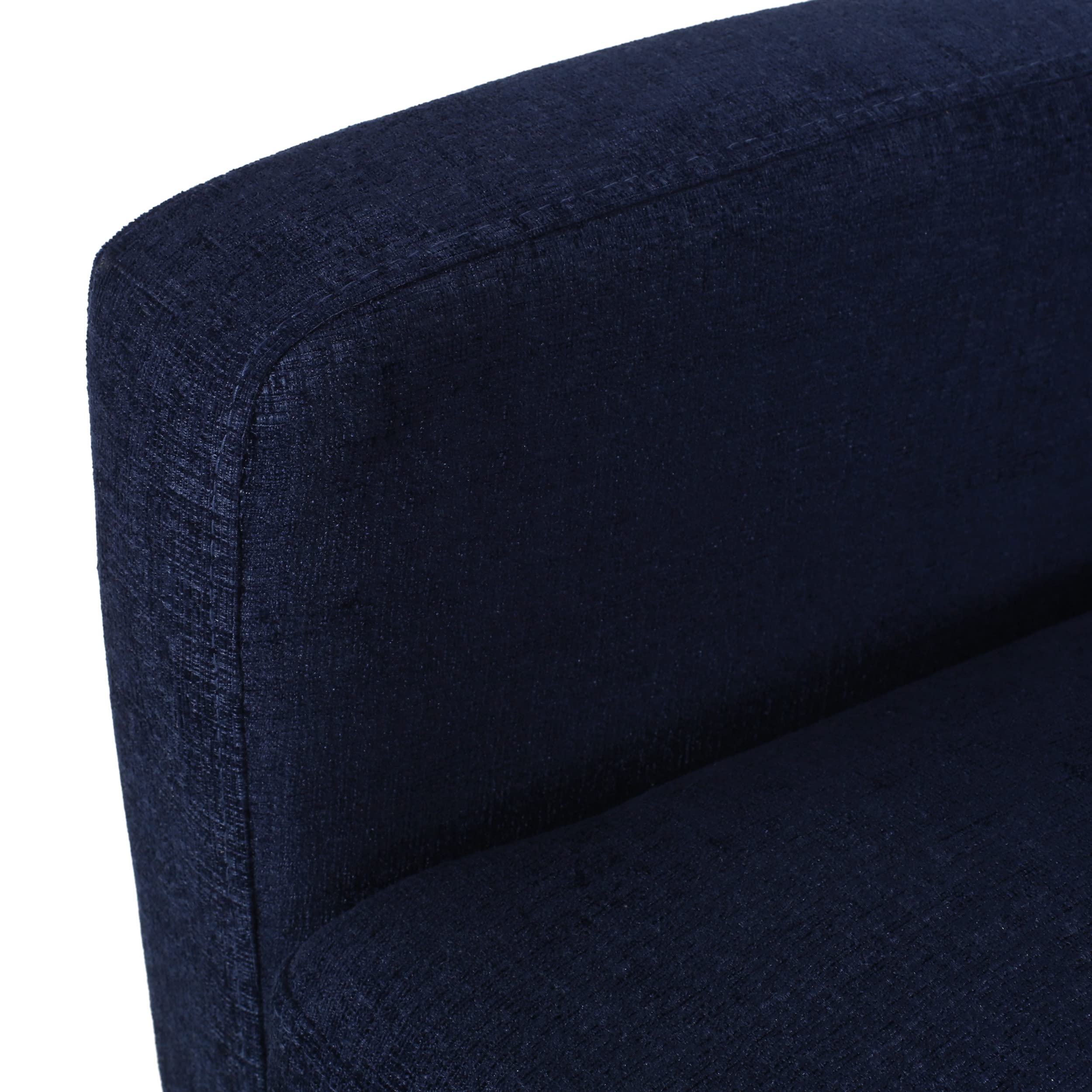 Christopher Knight Home Kalstrom Upholstered Pushback Recliner - Navy Blue/Brown - Comfortable Living Room Chair for Relaxing & Watching TV