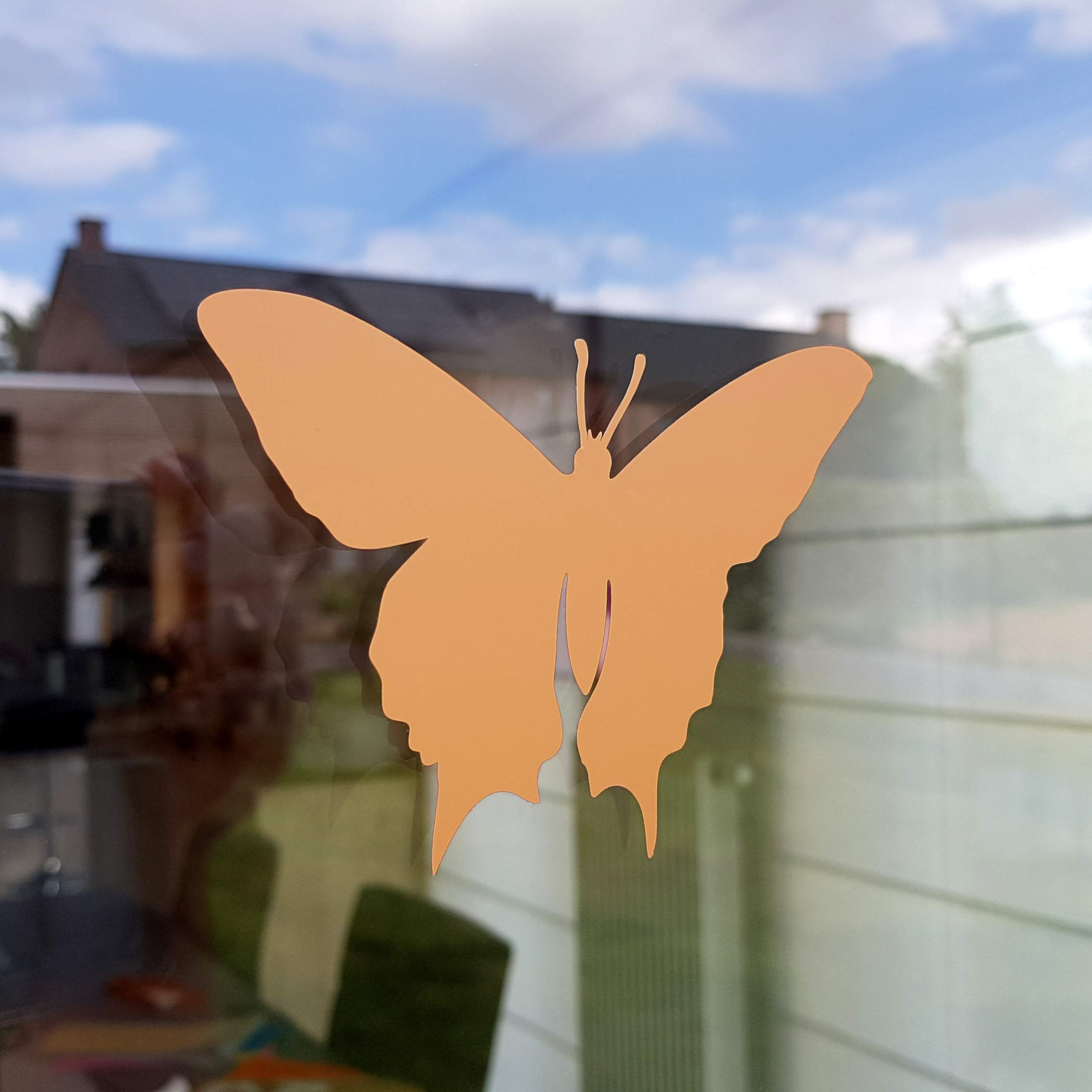 Anti-Collision Window Decals - 18 Butterfly Stickers for Bird Strike Prevention & Glass Protection (Clay Brown) - Perfect for Homes, Offices & Schools to Enhance Safety & Visibility