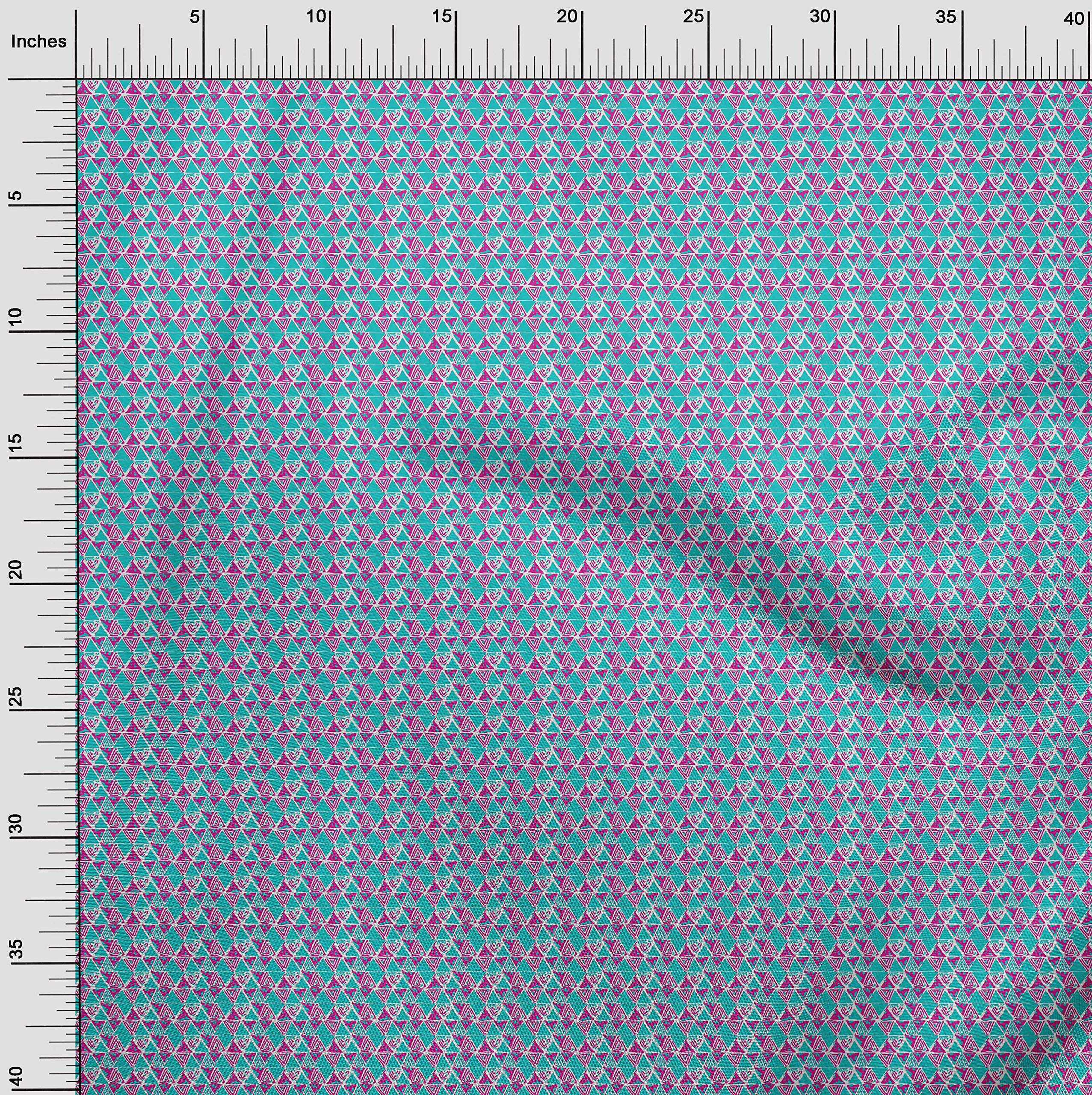 oneOone Cotton Flex Fuschia Pink Fabric - Triangle Geometric Print Dress Material - 40 Inch Wide by The Yard | Perfect for DIY Dresses, Skirts & Home Decor Projects
