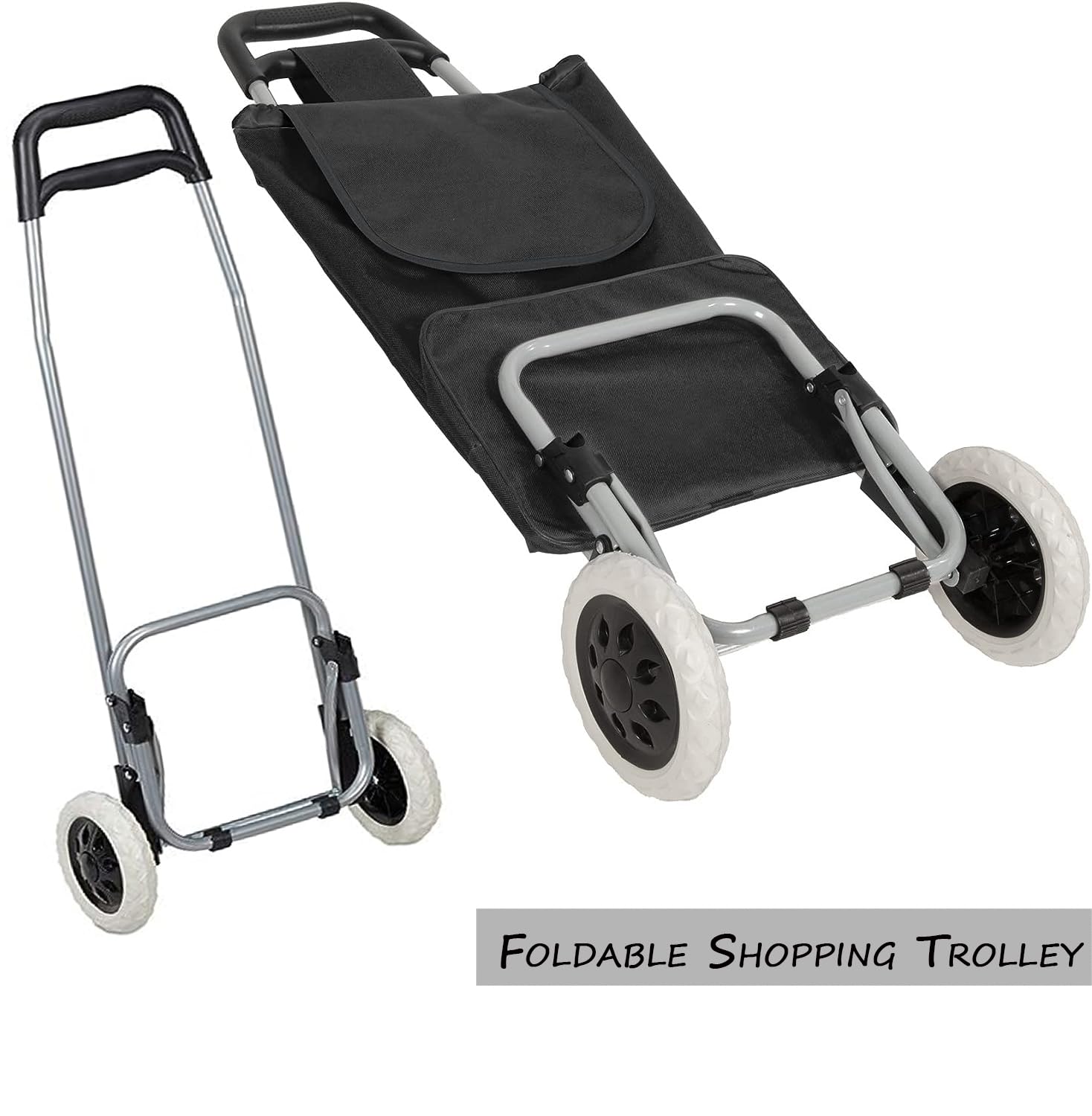 59L Foldable Lightweight Shopping Cart - Durable 2-Wheel Grocery Trolley with Easy Storage | Perfect for Supermarket Trips, Farmers Markets & Heavy Grocery Hauling (Black)