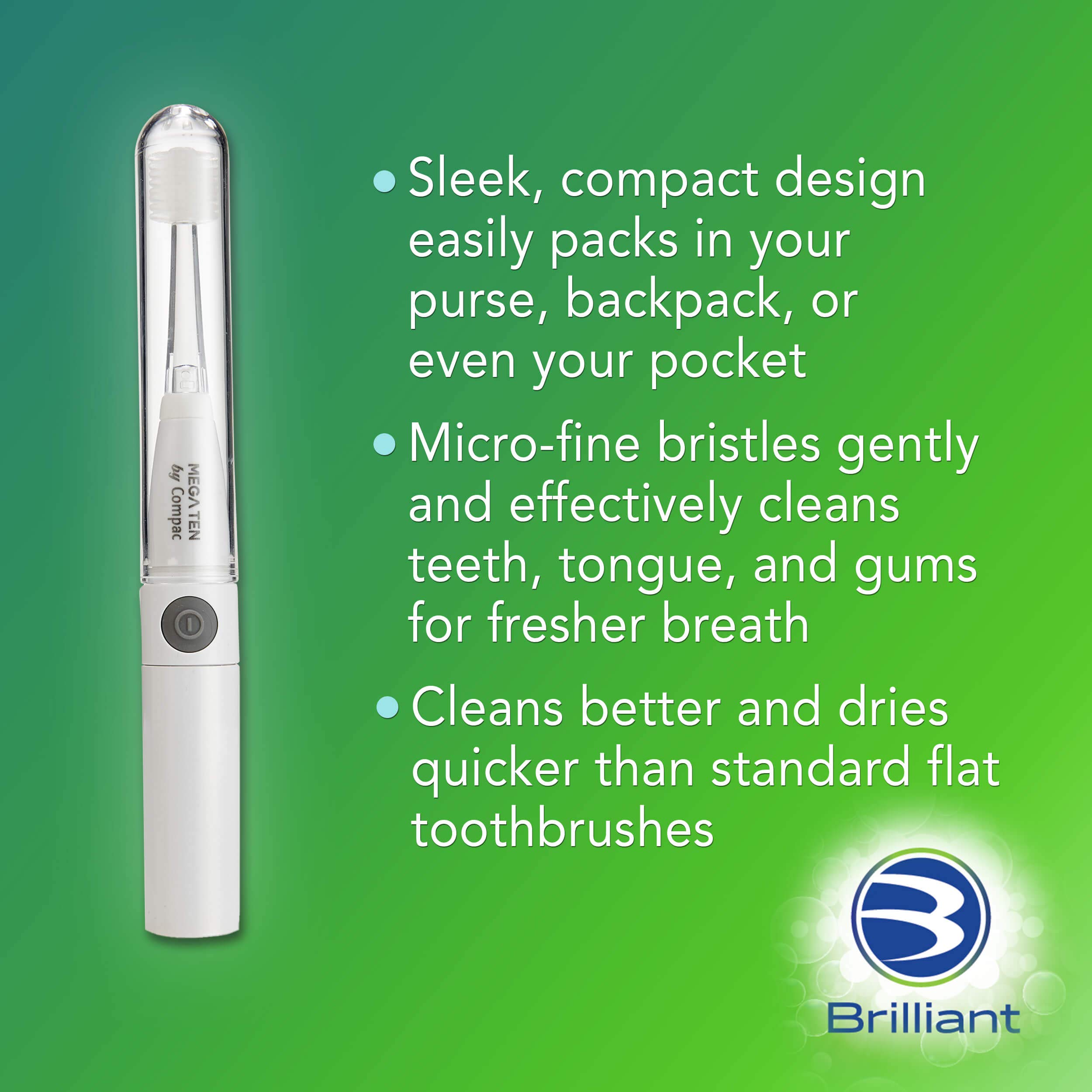 Brilliant Lumi 360 Round Head Travel Sonic Electric Toothbrush for Adults - LED Microfiber Bristles, Gentle Sonic Technology, Waterproof & Rechargeable - Perfect for Travel, Home & Office Use