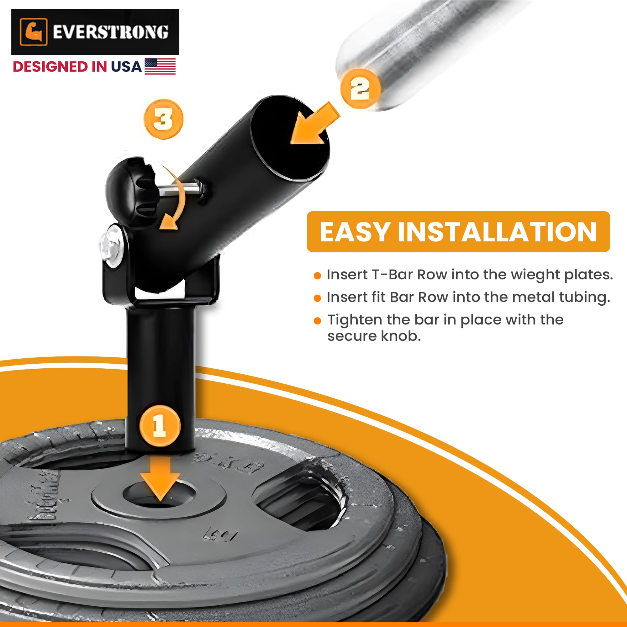 EVERSTRONG T Bar Row Attachment with V Bar Handle - 360° Swivel Landmine Attachment for Barbell - Full Body Workout Equipment for Home Gym - Deadlifts, Squats, Rows - Compact Design for Small Spaces - Perfect for Strength Training & Functional Fitness