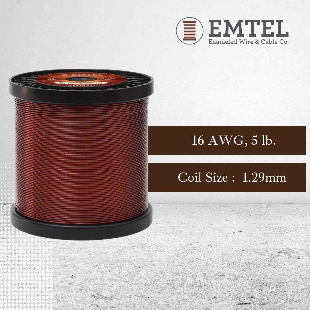 16 AWG Enameled Copper Wire - 5 lb (650 ft) 99.9% Pure Magnetic Wire for Motors, Transformers & Electroculture Gardening | High Temperature Resistant (428°F/220°C) | Perfect for DIY Projects, Electrical Repairs & Coil Winding