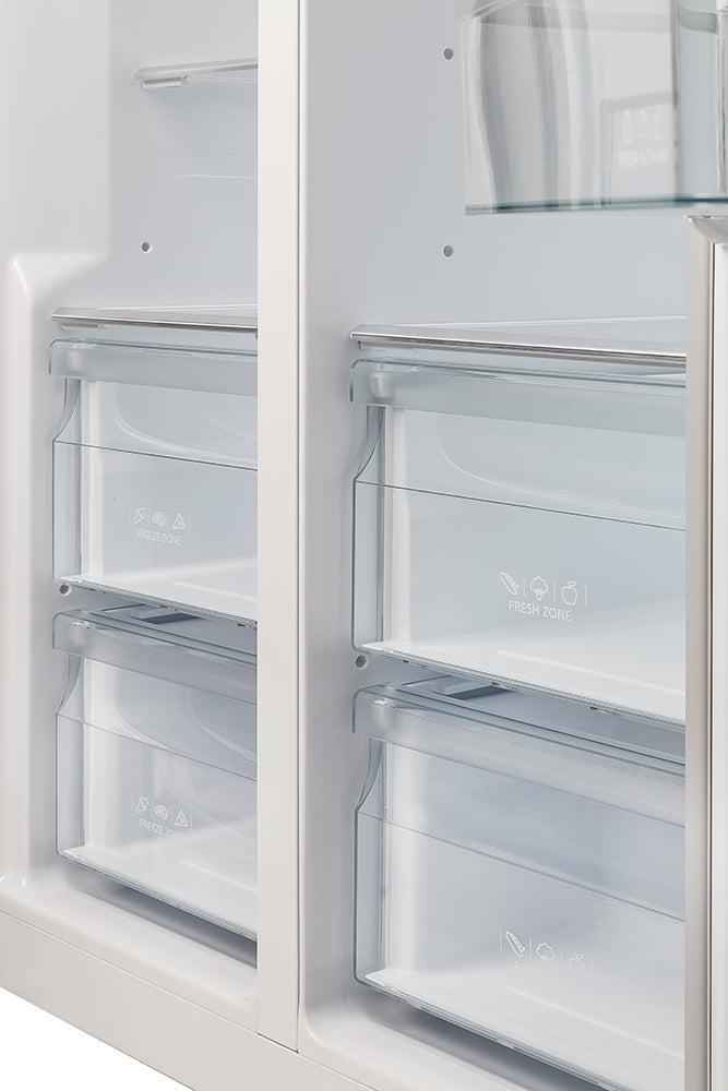 Forno Salerno 33 Inch Stainless Steel Side by Side Refrigerator with Decorative Grill Trim Kit (FFRBI1805 37SG) - Perfect for Modern Kitchens, Restaurants, and Open-Concept Living Spaces