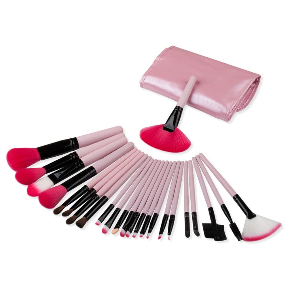 24Pcs Professional Makeup Brush Set with Travel Pouch - Powder, Eyeshadow, Lip Brushes - Premium Cosmetic Tools Kit (White) | Perfect for Makeup Artists, Beginners & Travel Beauty Essentials