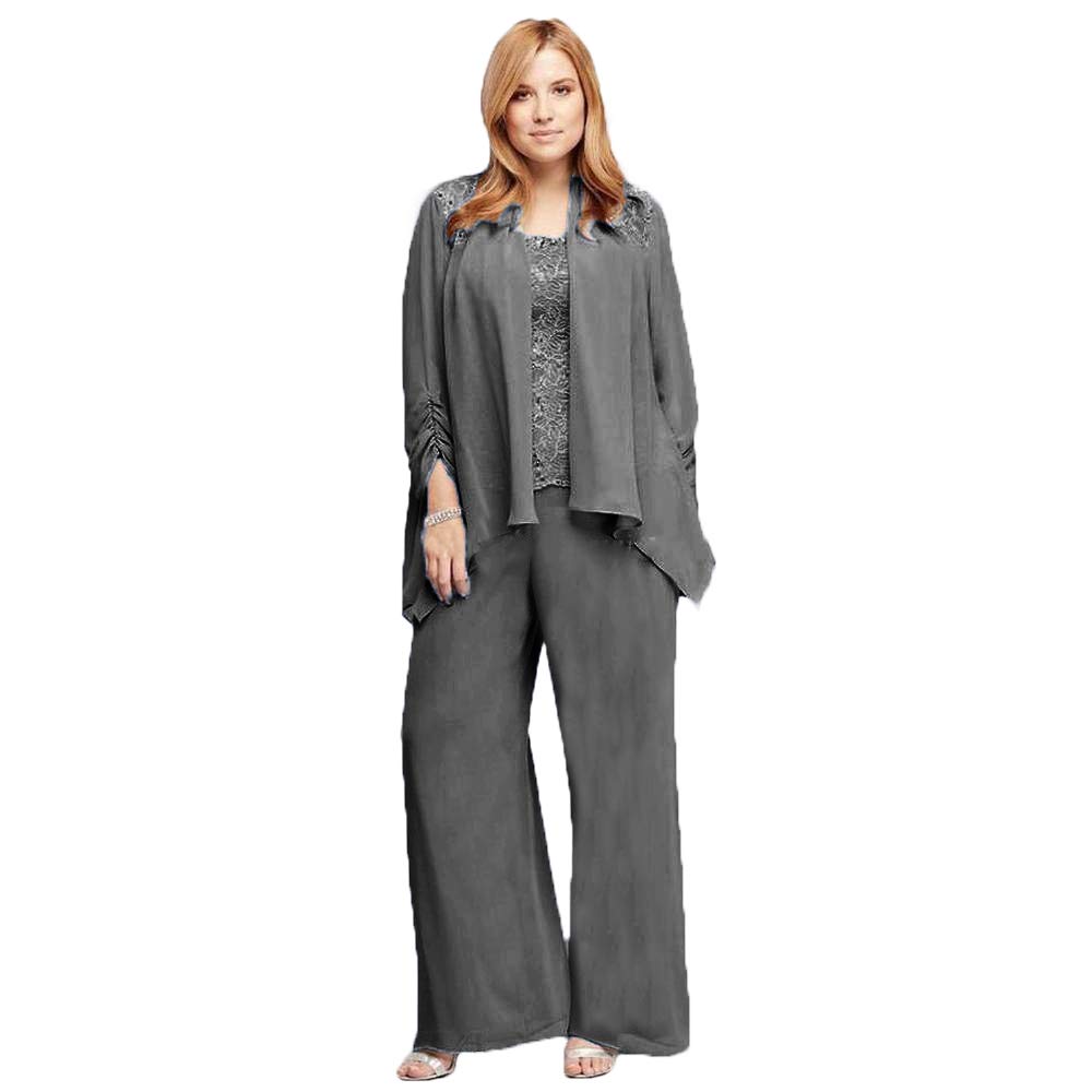 Elegant 3-Piece Mother of The Bride Pant Suits Set - Spaghetti Strap Lace & Chiffon Women's Formal Outfit Plus Size (S-XXL) | Perfect for Weddings, Receptions & Special Occasions