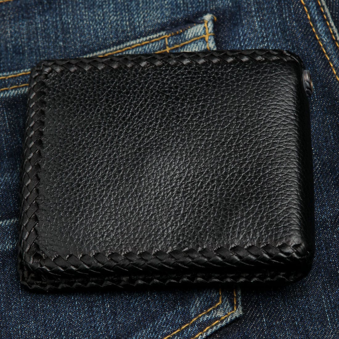 Genuine Stingray Leather Biker Wallet with Black Cross Inlay - Stylish & Durable Men's Wallet for Motorcycle Riders & Everyday Use