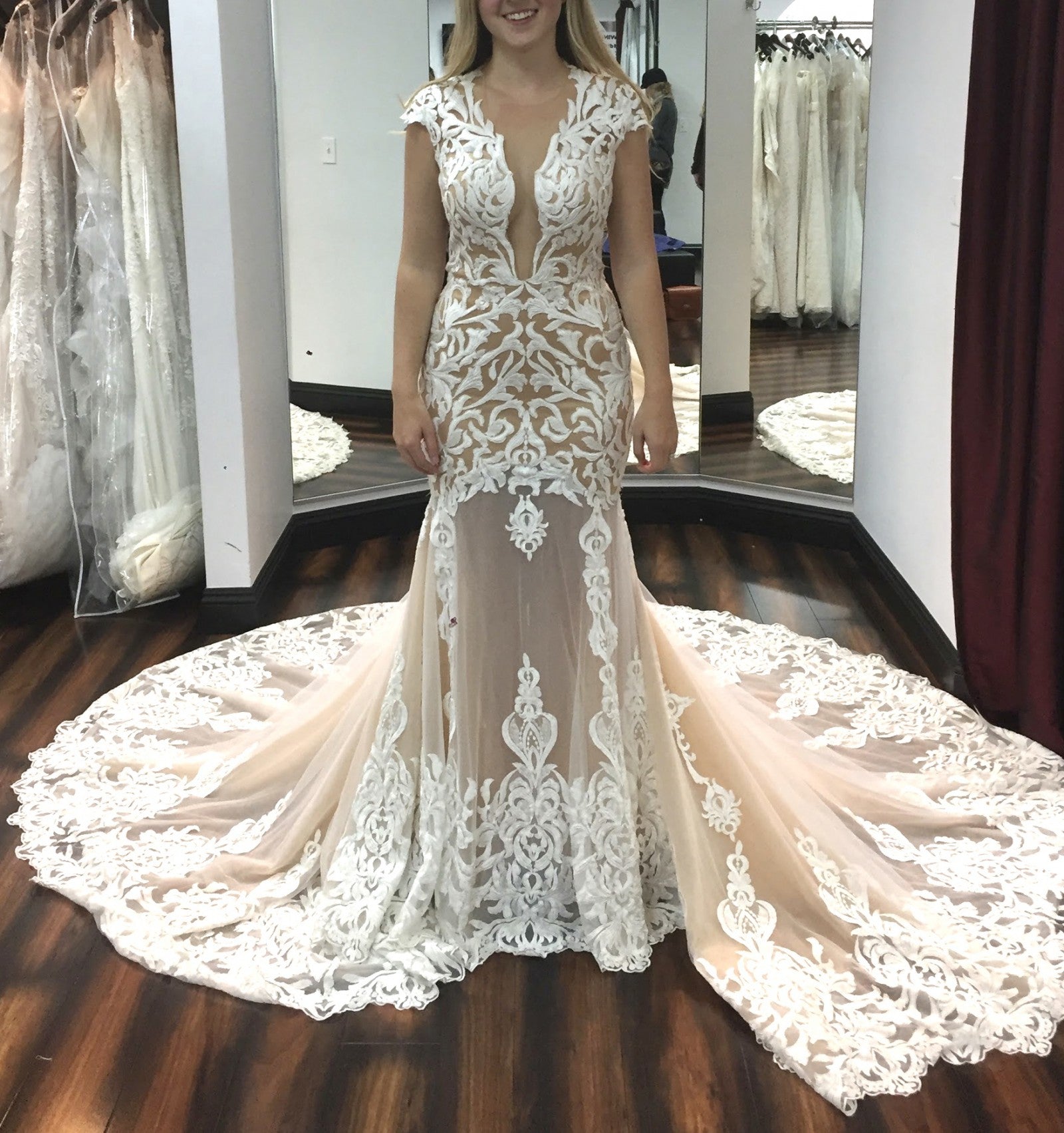 Calla Blanche Lydia 16130 Sample Wedding Gown - Elegant Lace Bridal Dress for Brides, Formal Occasions & Special Events