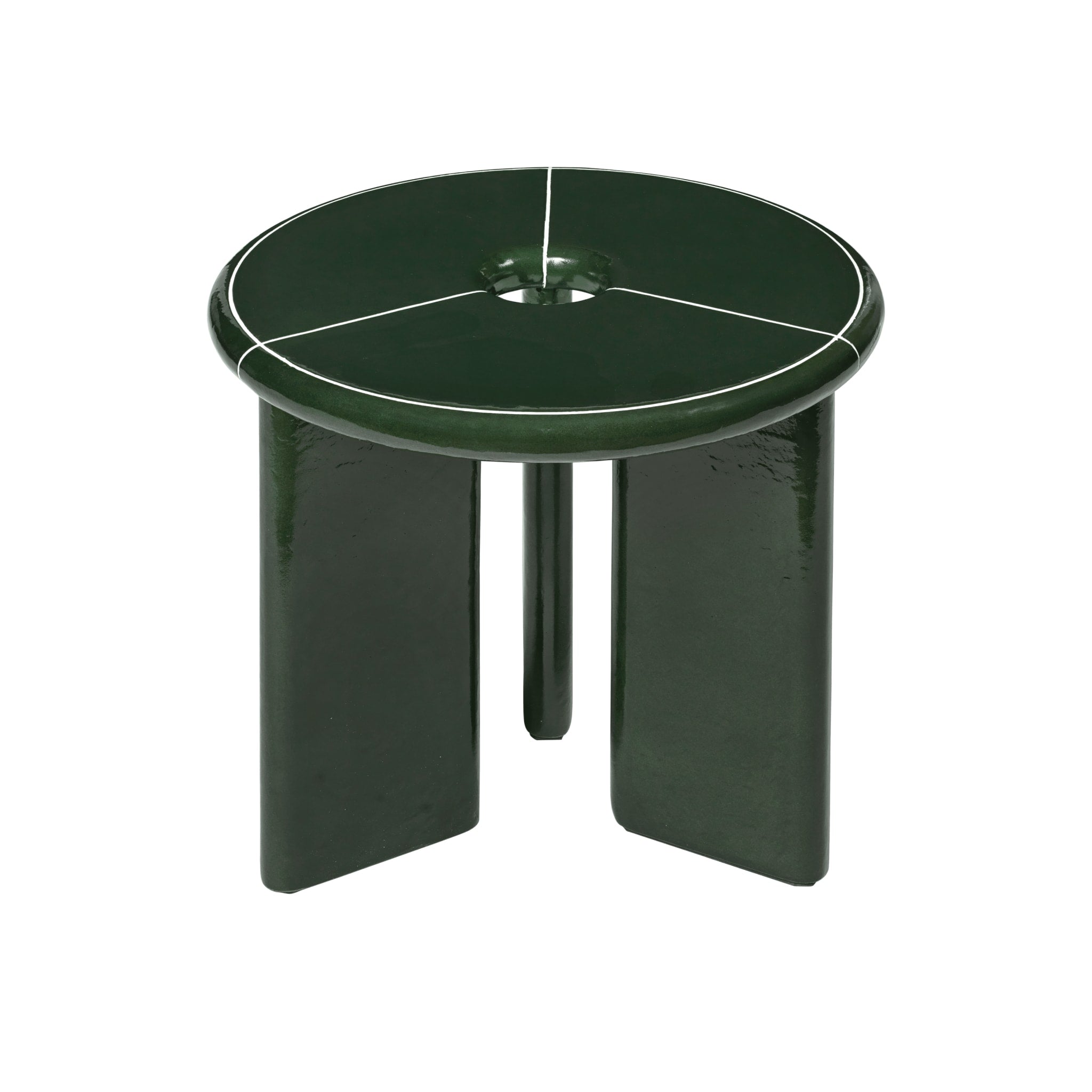 FERM LIVING Deya Side Table - 18.5 Inch Round End Table, Dark Green Modern Accent Table for Living Room, Bedroom & Office Decor