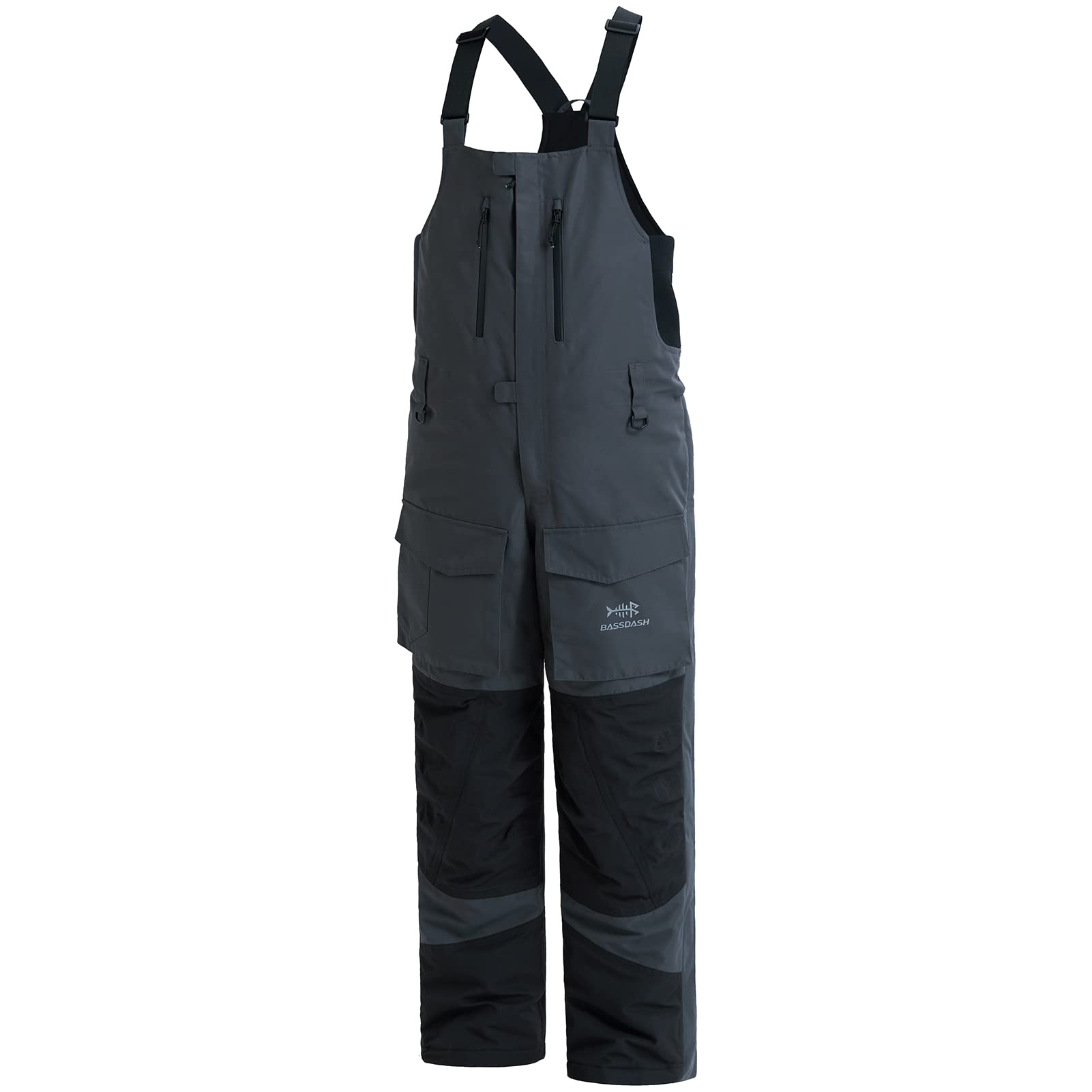 BASSDASH Men's Insulated Waterproof Fishing & Hunting Bib Overalls - Ripstop Breathable Snow Pants for Outdoor Winter Activities, Ice Fishing & Cold Weather Work