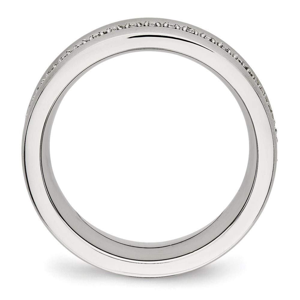Stainless Steel Brushed & Polished Cubic Zirconia Ring for Women - Elegant Fine Jewelry Gift for Her (Size 7) - Perfect for Anniversaries, Birthdays & Special Occasions
