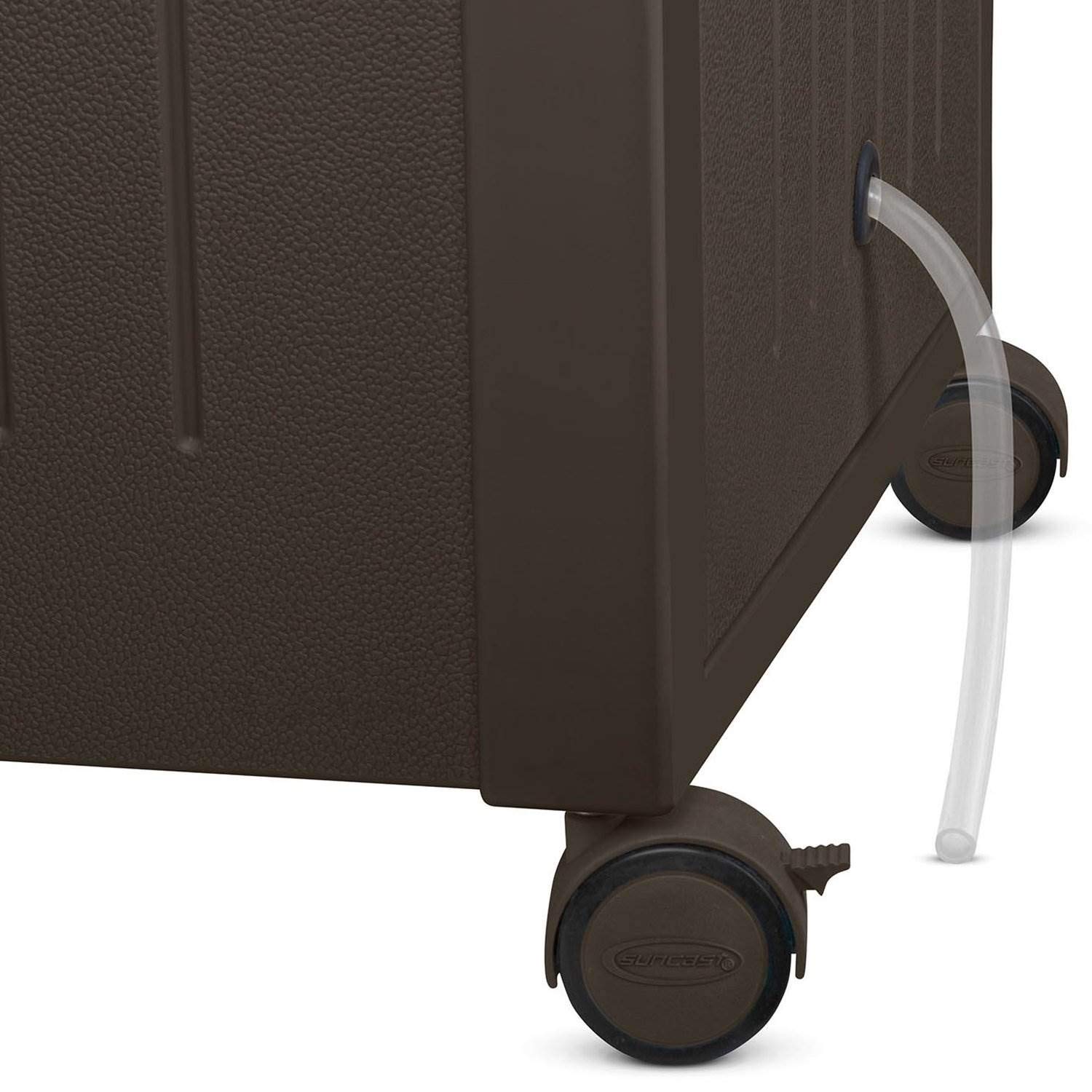 Suncast 77 Qt Resin Wicker Patio Cooler with Cabinet & Wire Basket - 2 Pack, Java Brown - Outdoor Party, Picnic, BBQ, Beach & Camping Essential