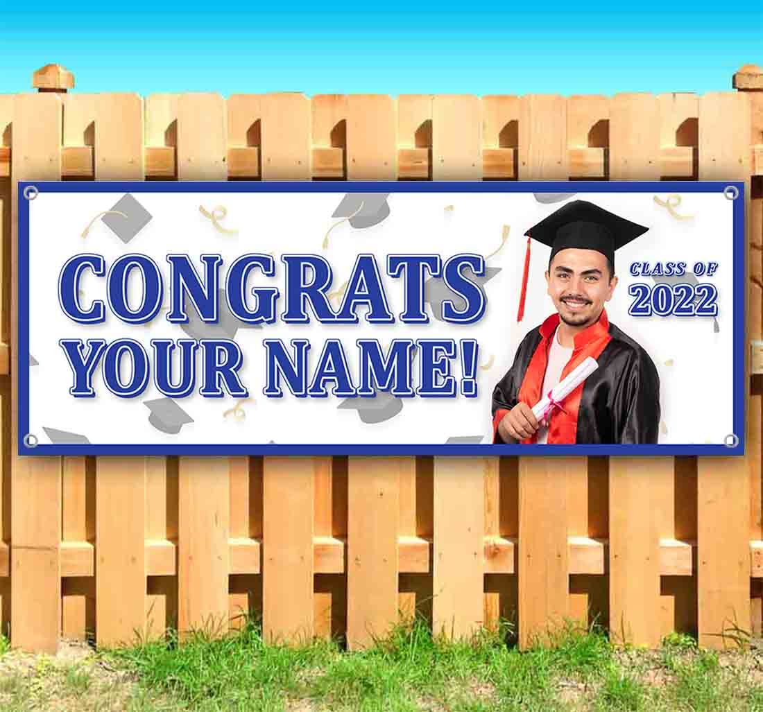 2022 Custom Graduation Banner - 13 oz Heavy-Duty Vinyl with Metal Grommets | Single-Sided Non-Fabric Sign for Grads, School Seniors & Learning Celebrations | Perfect for Graduation Parties, Classroom Decor & Photo Backdrops