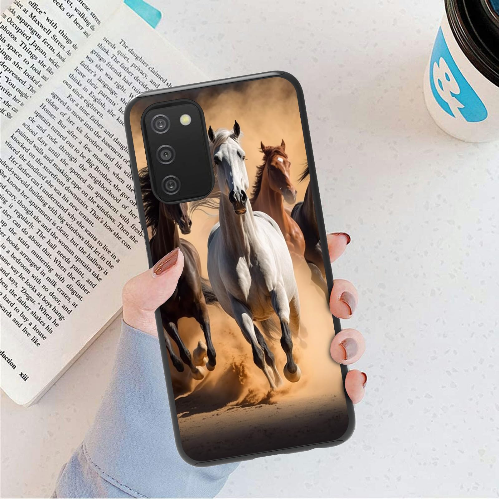 Shockproof Samsung Galaxy A03S Phone Case with Horses Design - Heavy Duty Dual Layer Leather Protective Cover for Men & Women (6.5 Inch) - Perfect for Outdoor Activities, Work & Daily Use