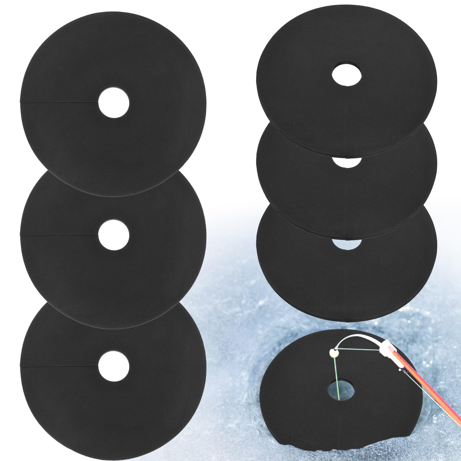 6 Pack 12 Inch EVA Ice Fishing Hole Covers - Insulator Lids for Fish Houses to Prevent Freezing | Winter Ice Fishing Accessories for Ice Hole Protection & Warmth | Perfect for Ice Fishing Shelters & Outdoor Winter Fishing