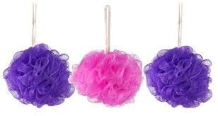 Truvik Soft Round Loofah Sponge Pouf - Exfoliating Body Scrubber for Men, Women & Kids - Gentle Bath Sponge for Shower & Skin Care - Pack of 2 Multicolor - Perfect for Daily Shower, Spa & Exfoliation Routine