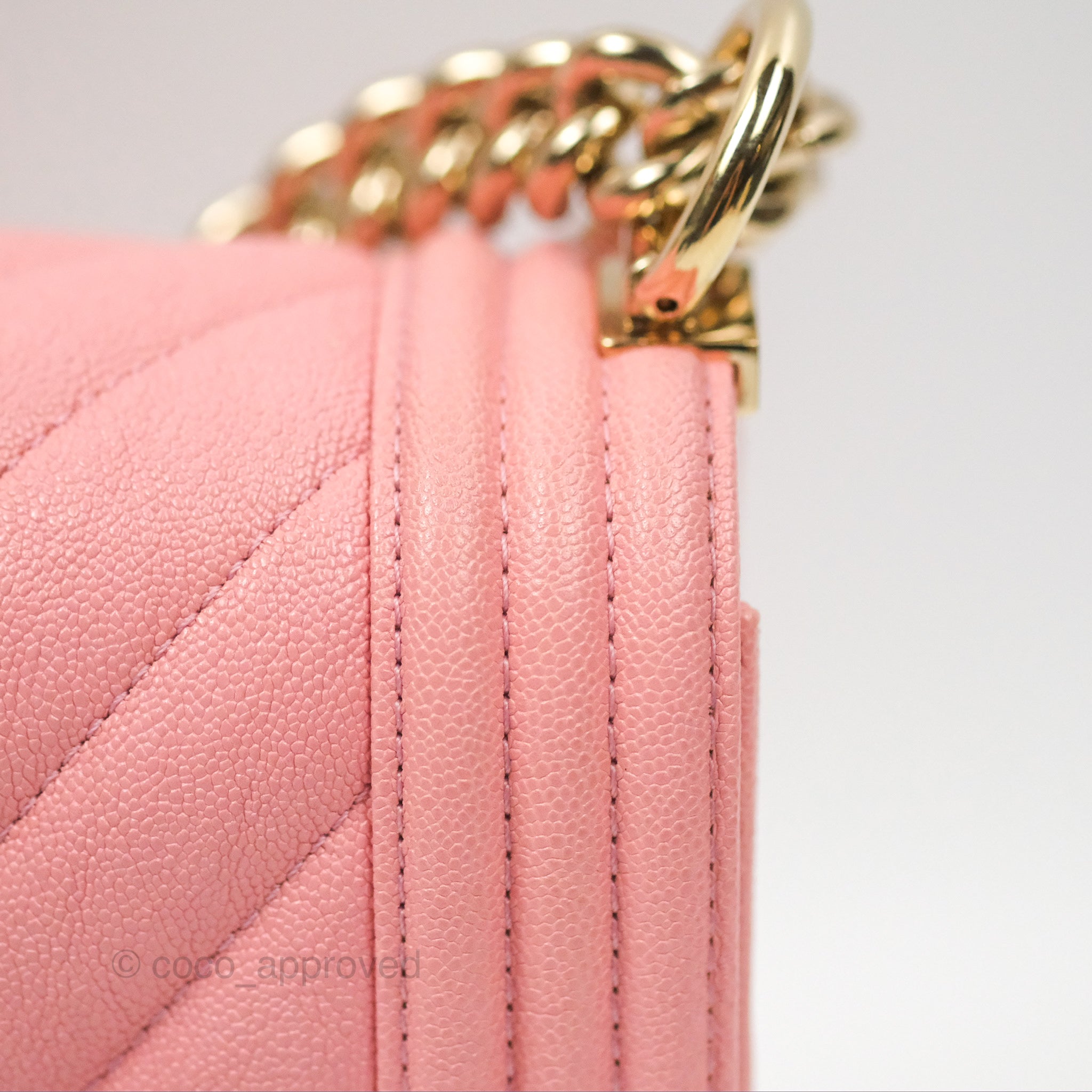 Chanel Boy Chevron Medium Flap Bag in Pink Caviar Leather with Gold Hardware - Perfect for Evening Events & Luxury Fashion Accessories